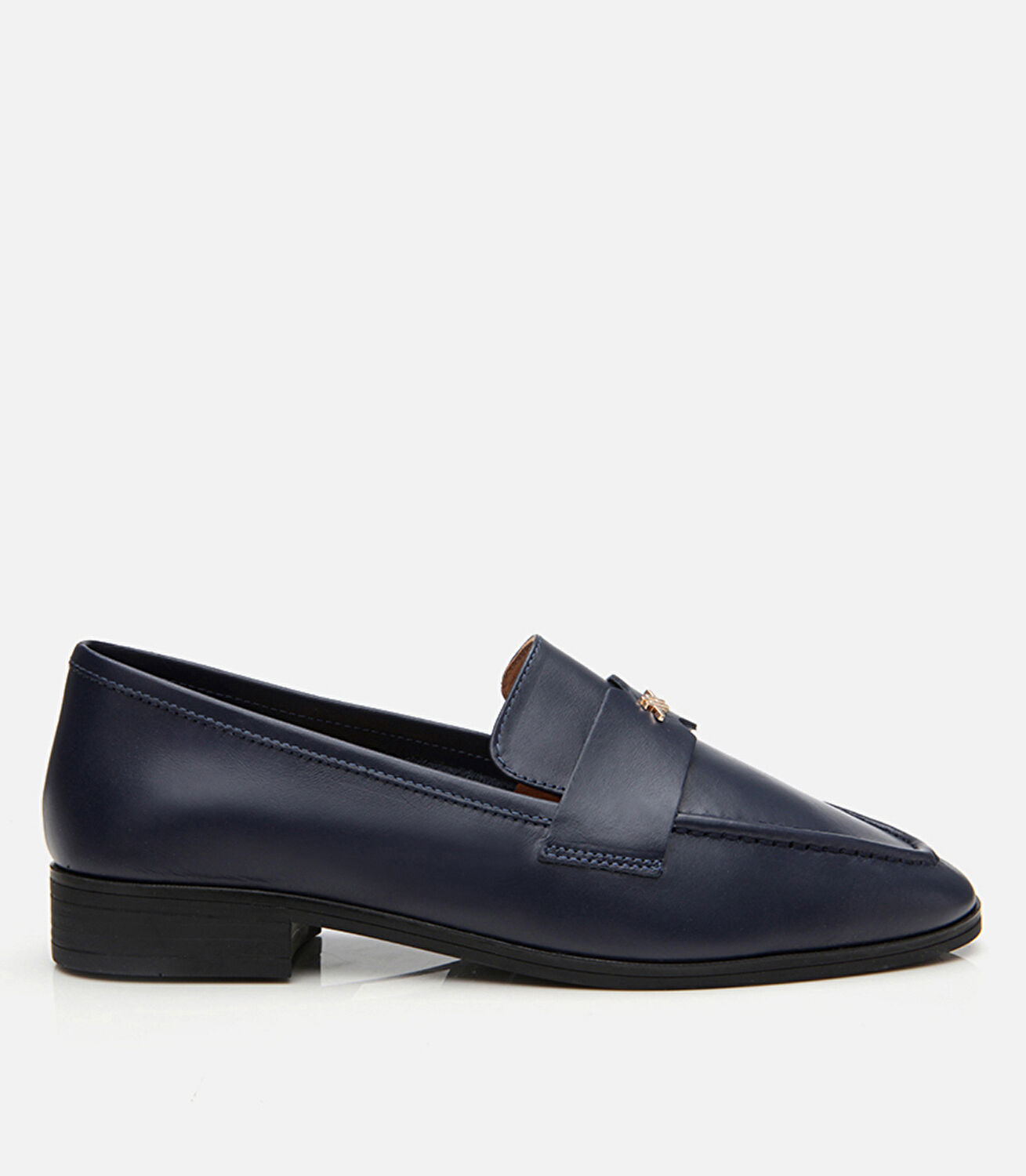 Kadın Deri Lacivert Esnek Tabanlı Klasik Loafer
