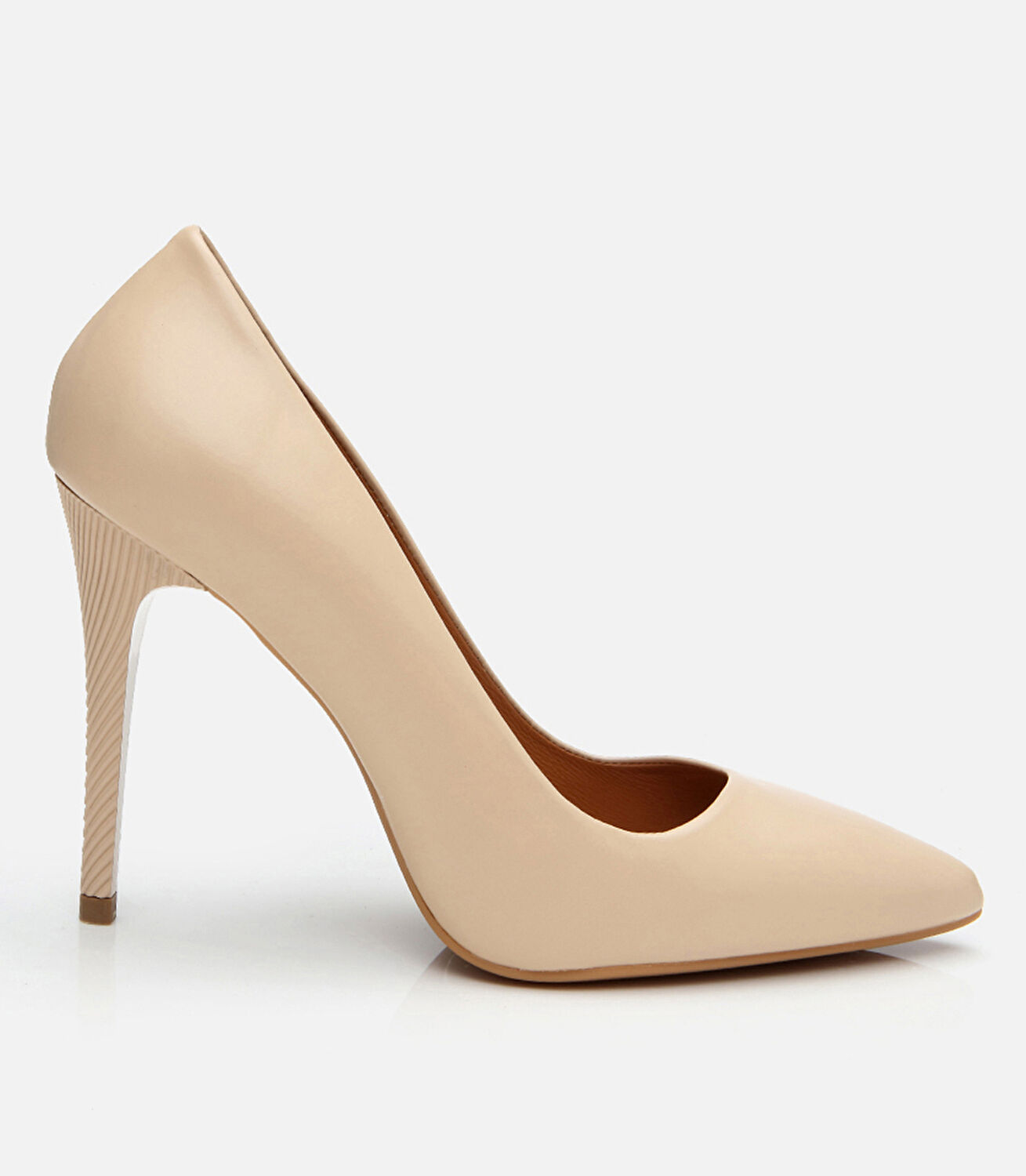 Kadın Deri Pudra Yüksek Topuklu Stiletto