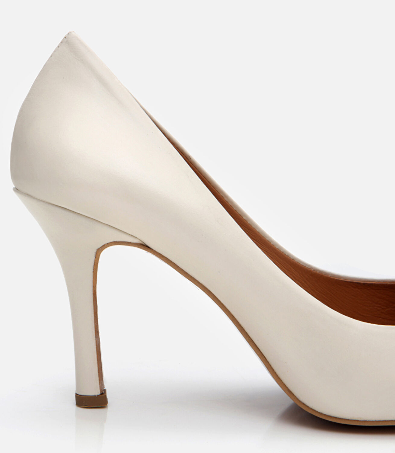 Kadın Deri Ekru Yüksek Topuklu Stiletto