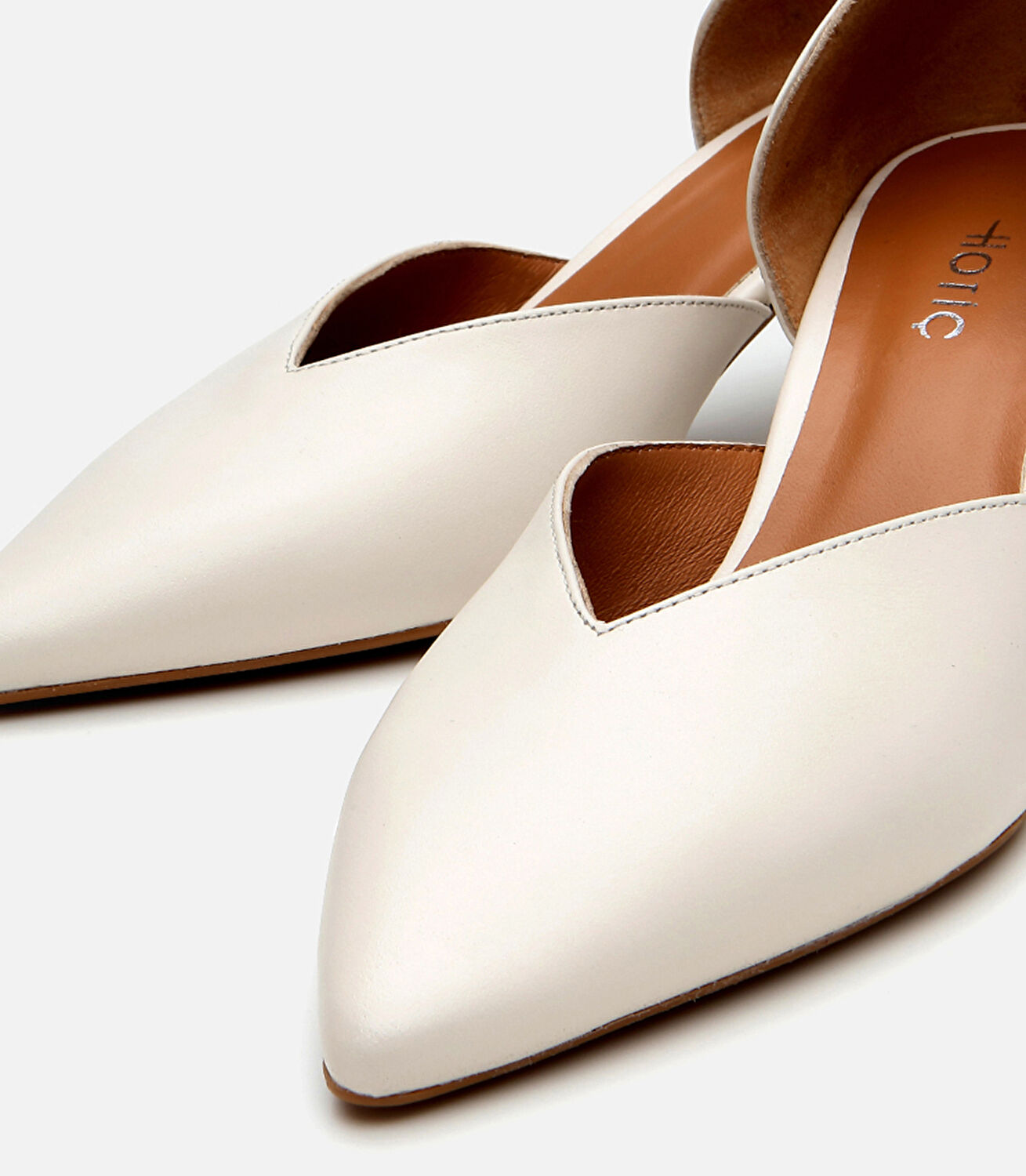 Kadın Deri Ekru İnce Topuklu Stiletto
