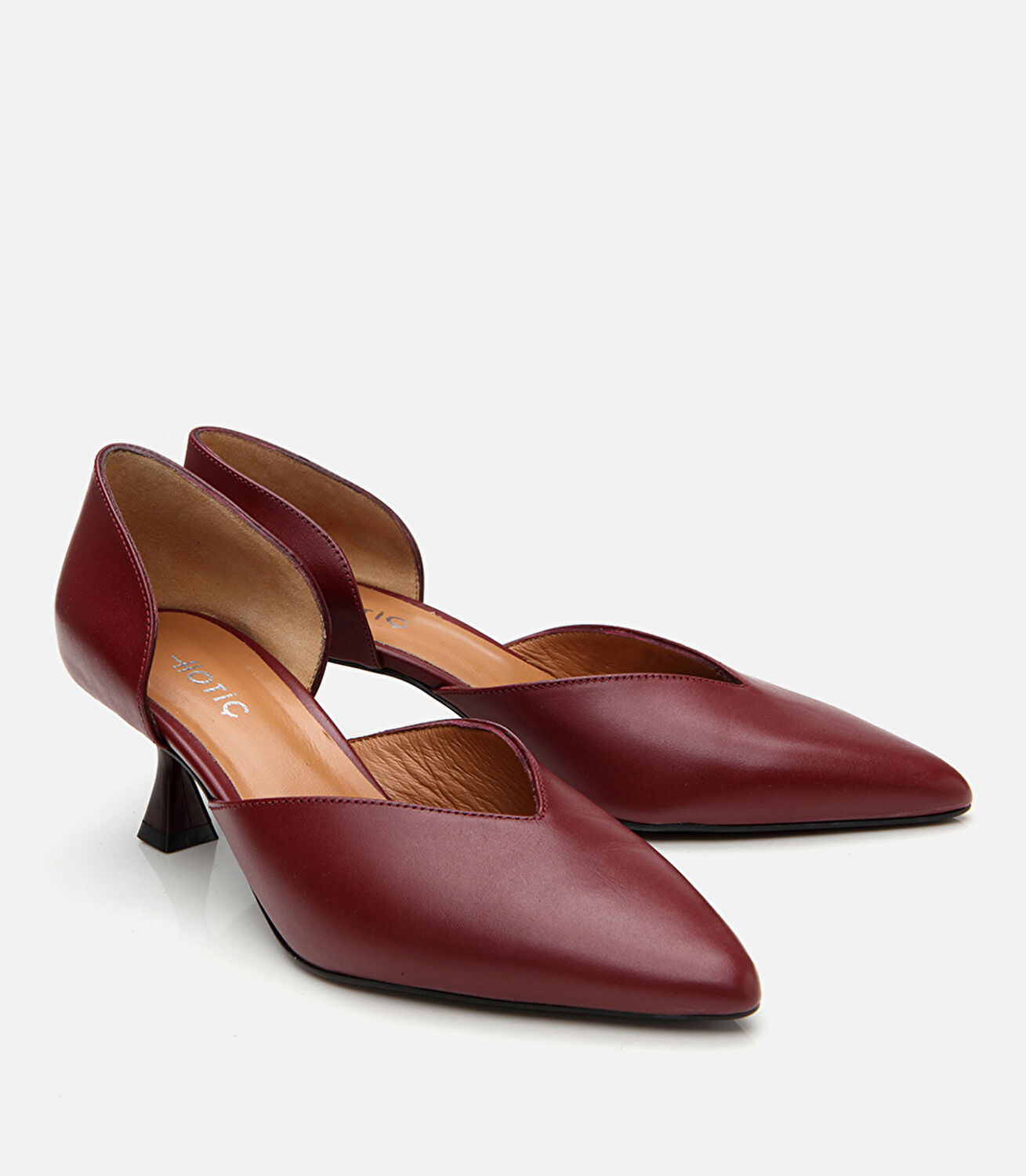 Kadın Deri Bordo İnce Topuklu Stiletto