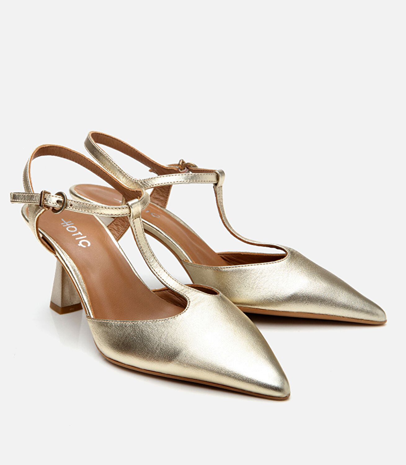 Kadın Deri Gold İnce Topuklu Stiletto