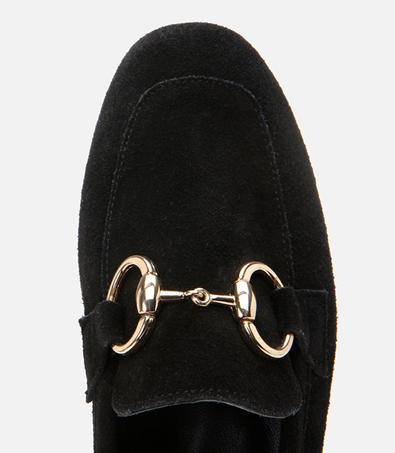 Kadın Süet Deri Siyah Tokalı Klasik Loafer