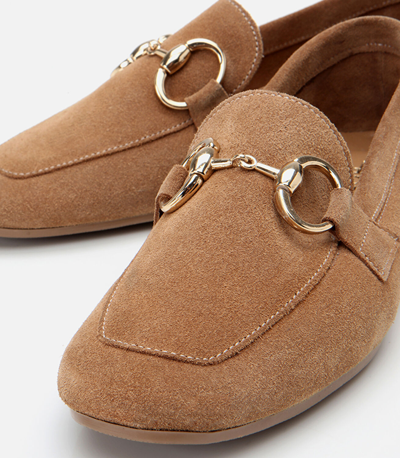 Kadın Süet Deri Taba Tokalı Klasik Loafer