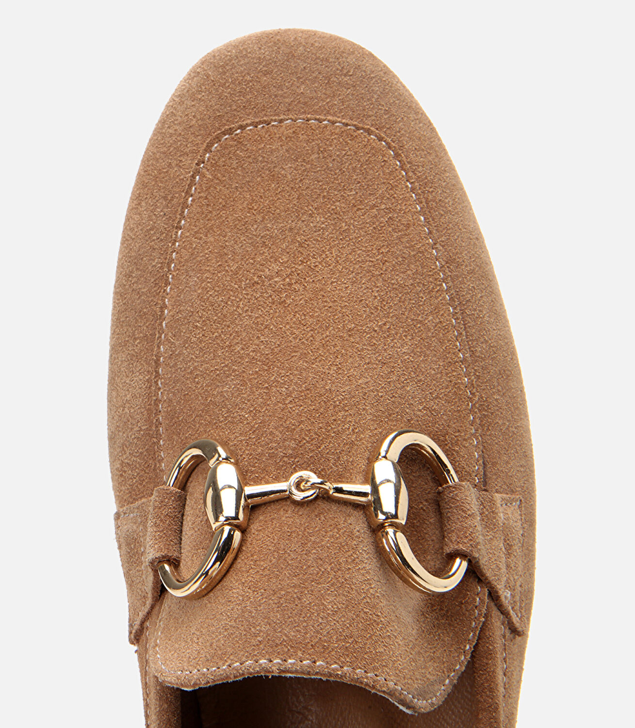 Kadın Süet Deri Taba Tokalı Klasik Loafer
