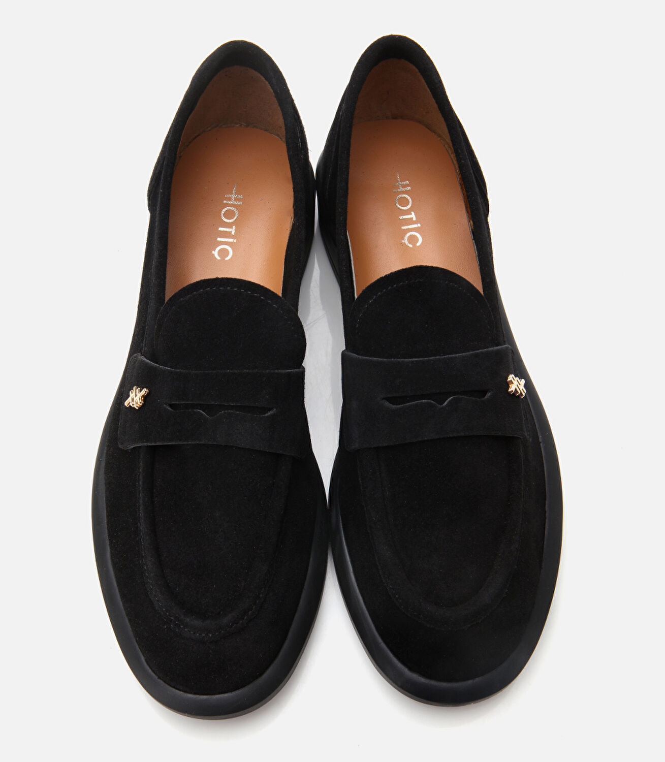 Kadın Süet Deri Siyah Esnek Tabanlı  Klasik Loafer