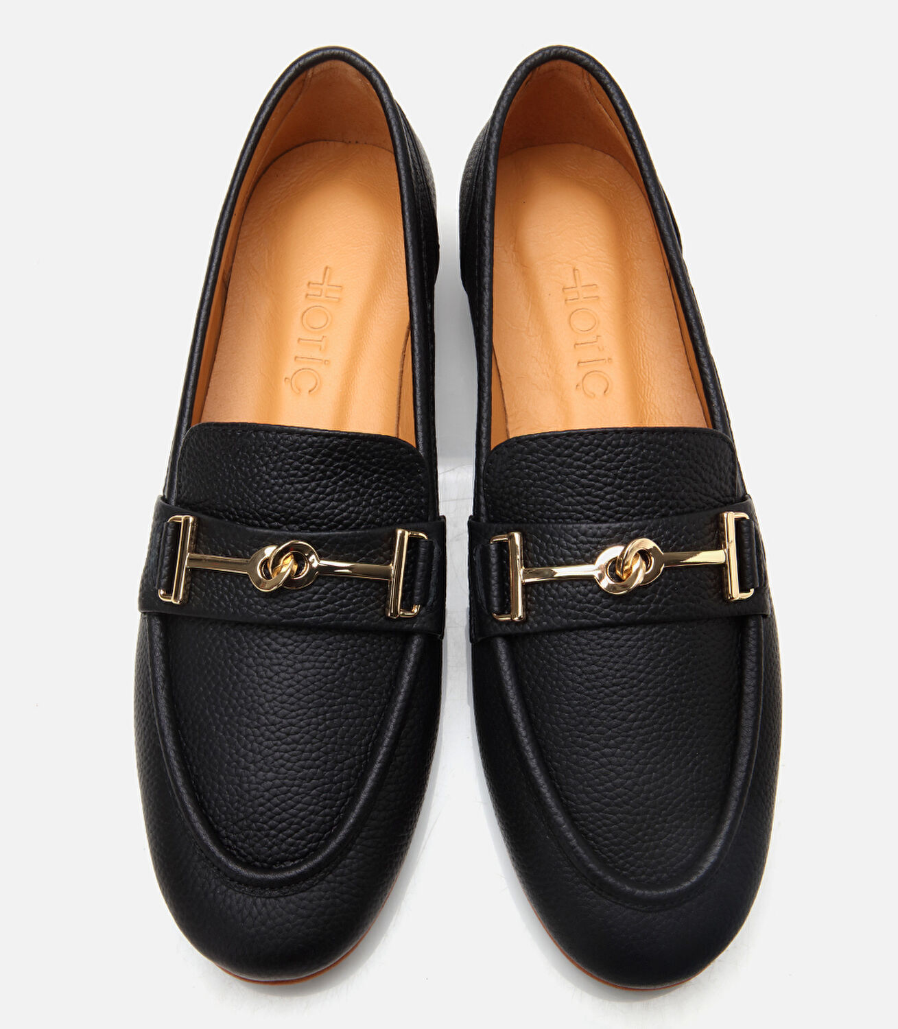 Kadın Deri Siyah Tokalı Klasik Loafer