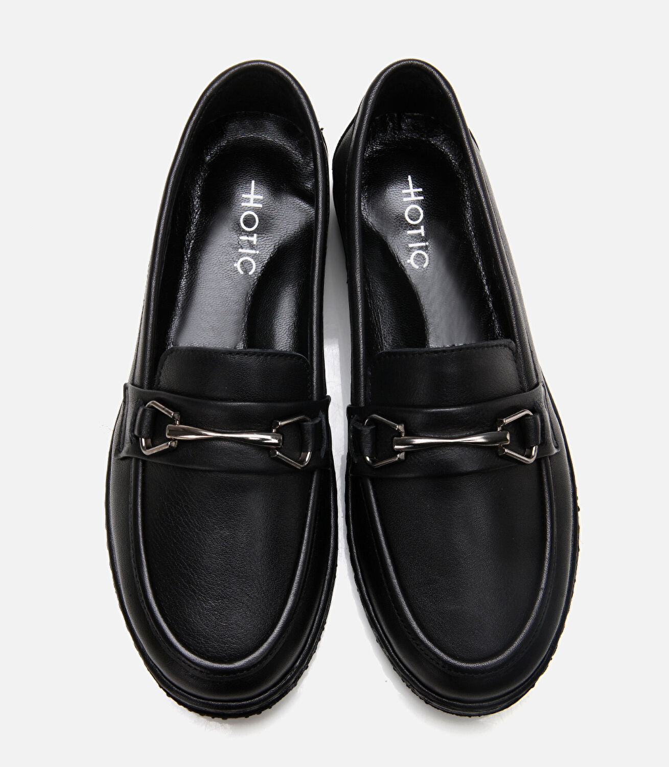 Kadın Deri Siyah Tokalı Günlük Loafer