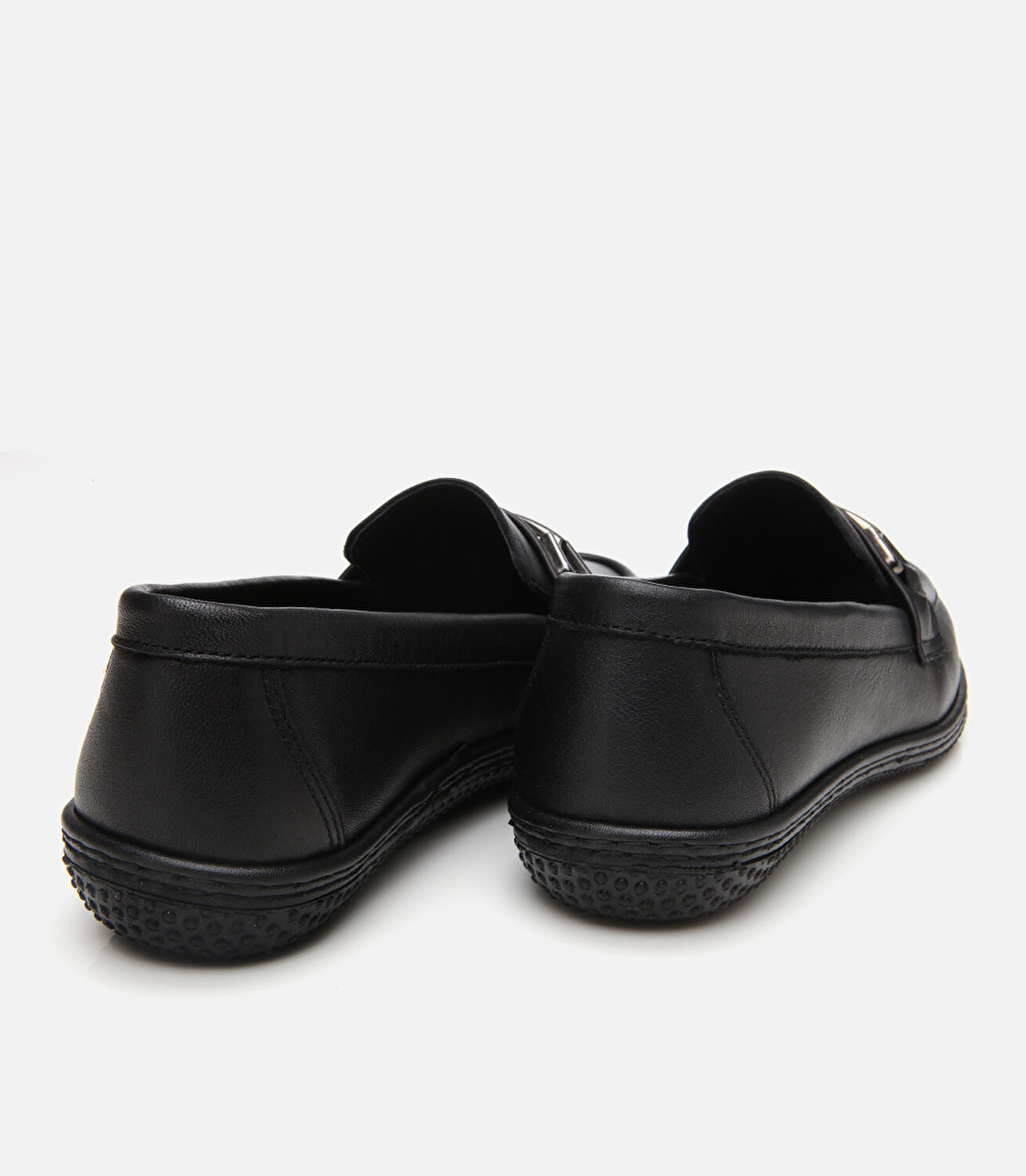 Kadın Deri Siyah Tokalı Günlük Loafer