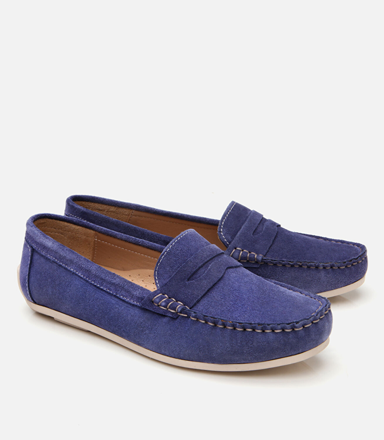 Kadın Süet Deri Lacivert Günlük Loafer