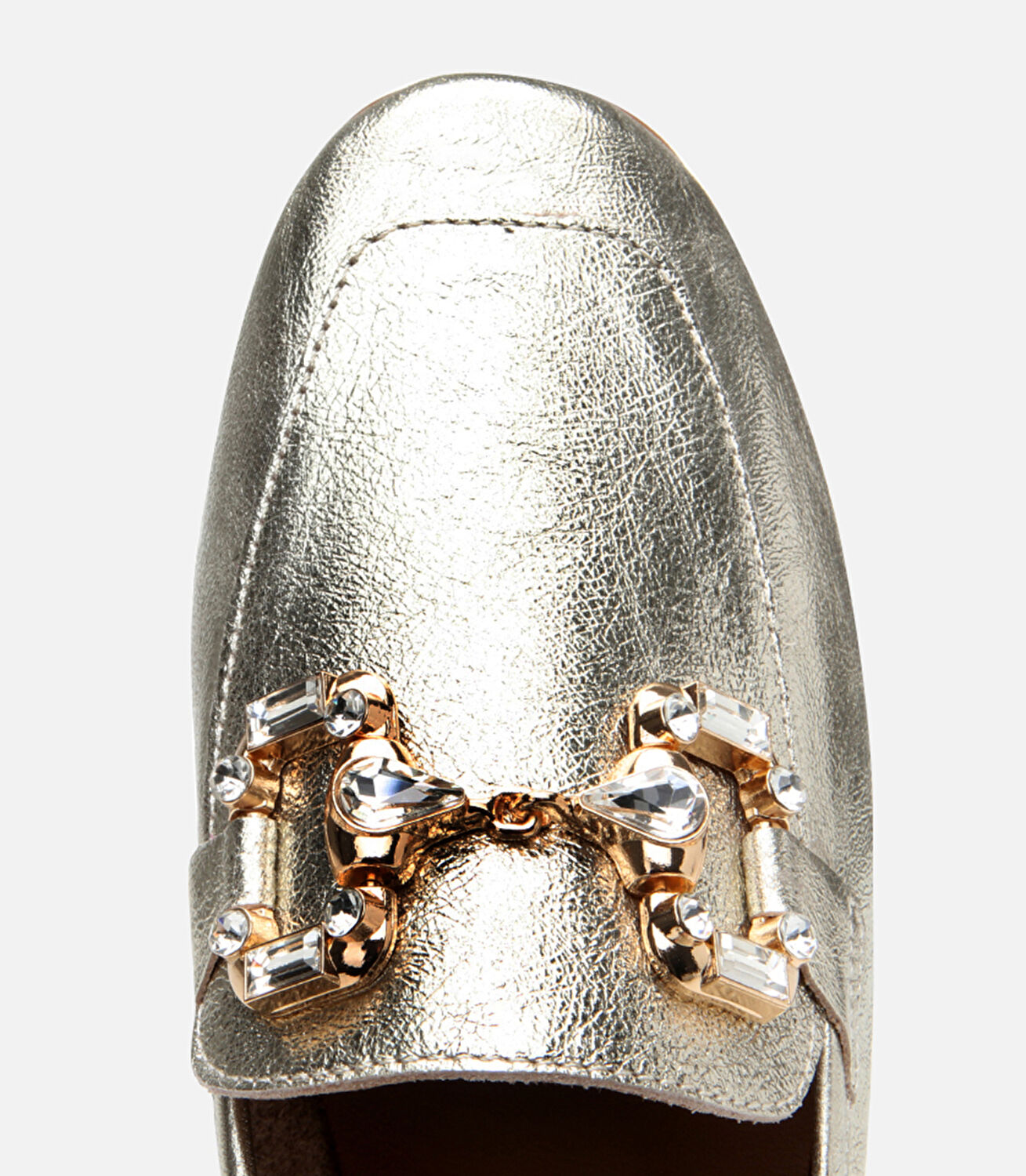 Kadın Deri Gold Tokalı Şık Klasik Loafer