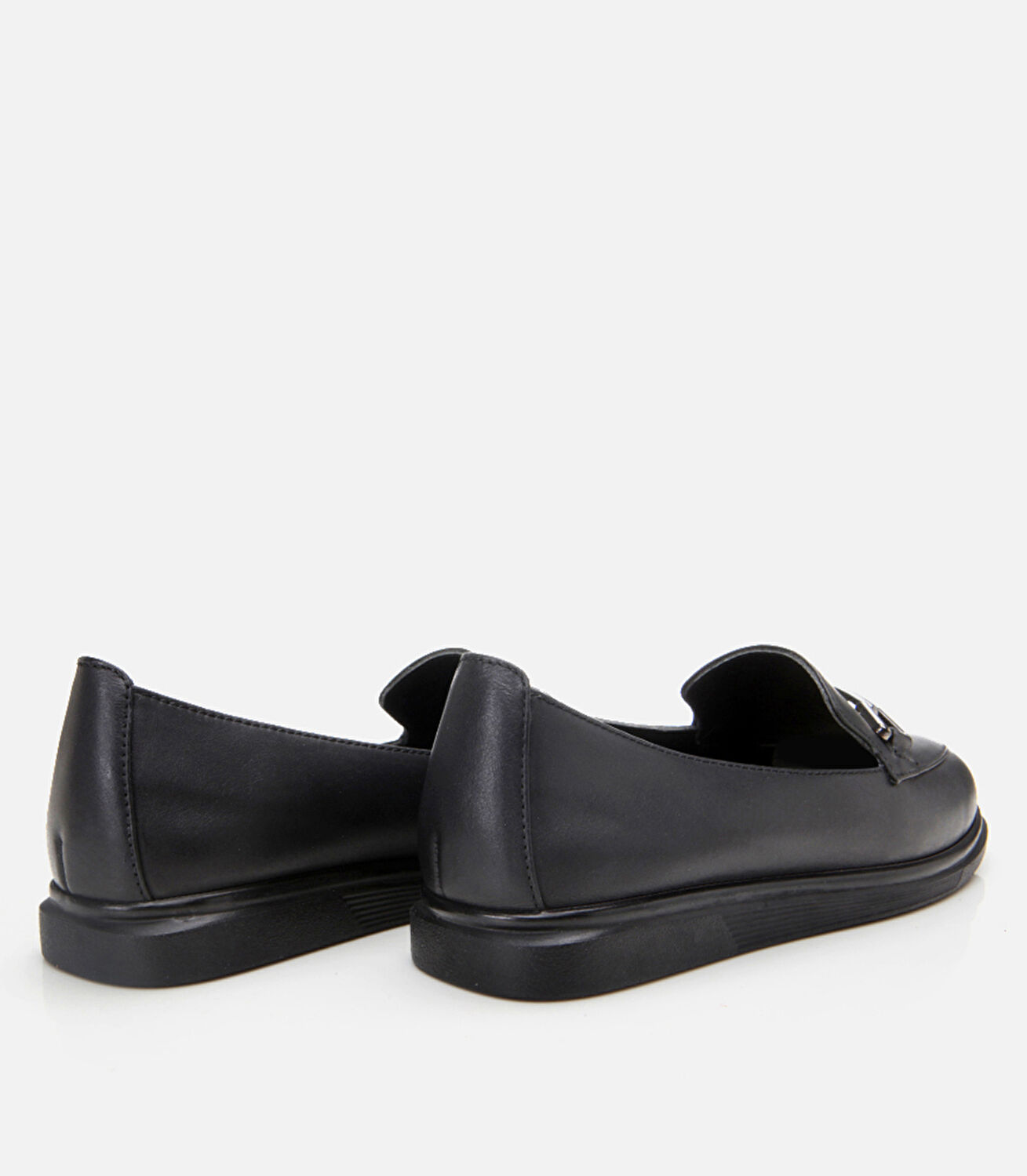 Kadın Deri Siyah Tokalı Günlük Loafer