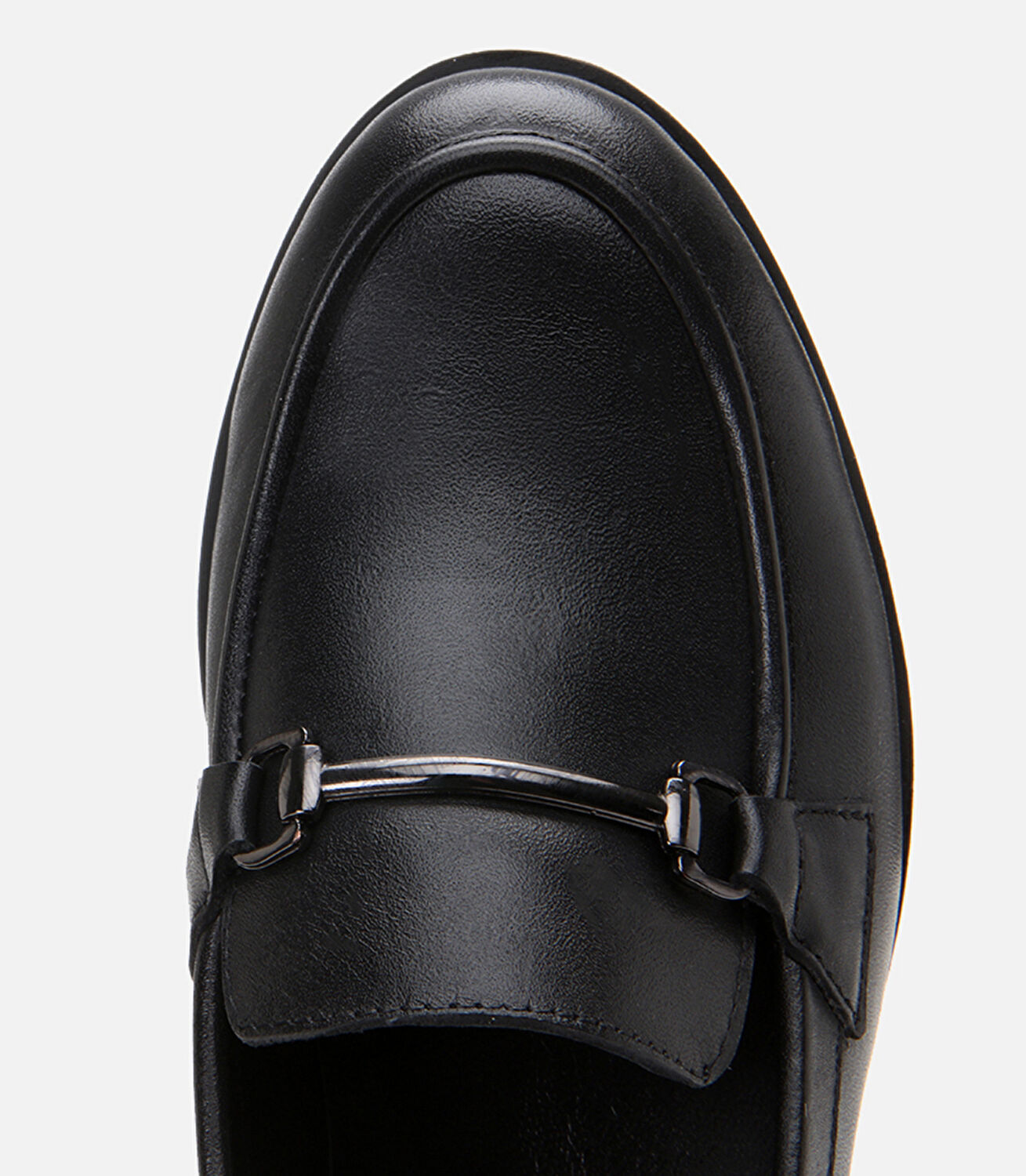 Kadın Deri Siyah Tokalı Klasik Loafer