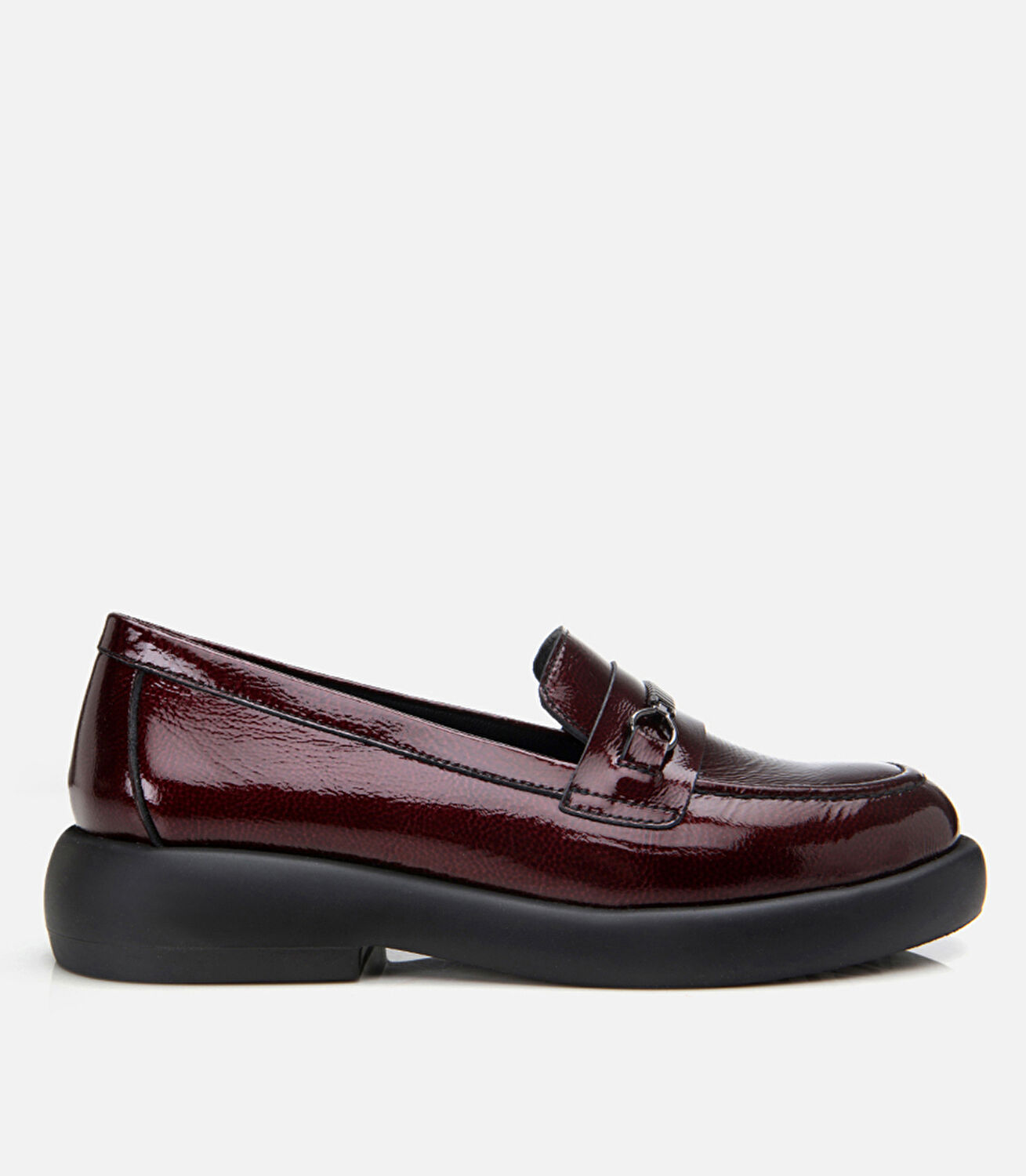 Kadın Deri Bordo Tokalı Loafer