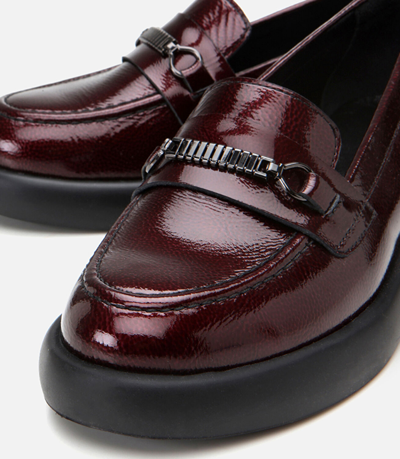 Kadın Deri Bordo Tokalı Loafer