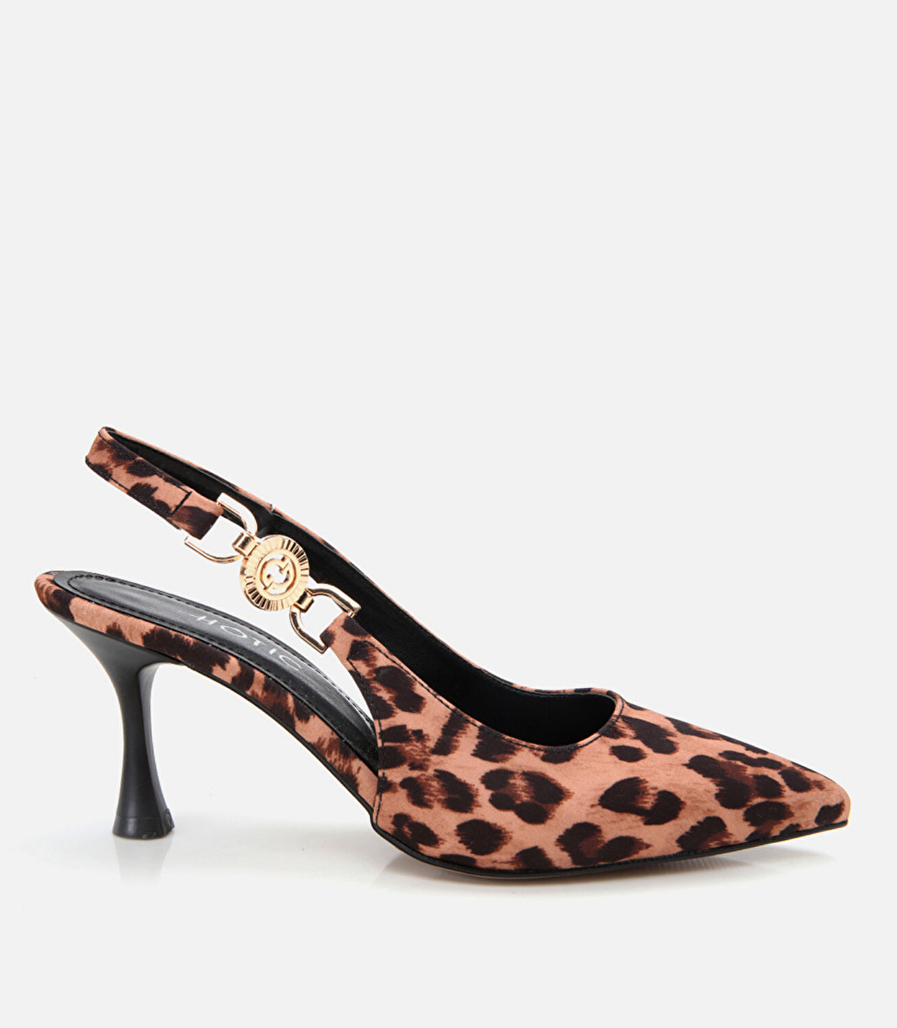 Kadın Taba Leopar Desenli Arkası Açık Stiletto
