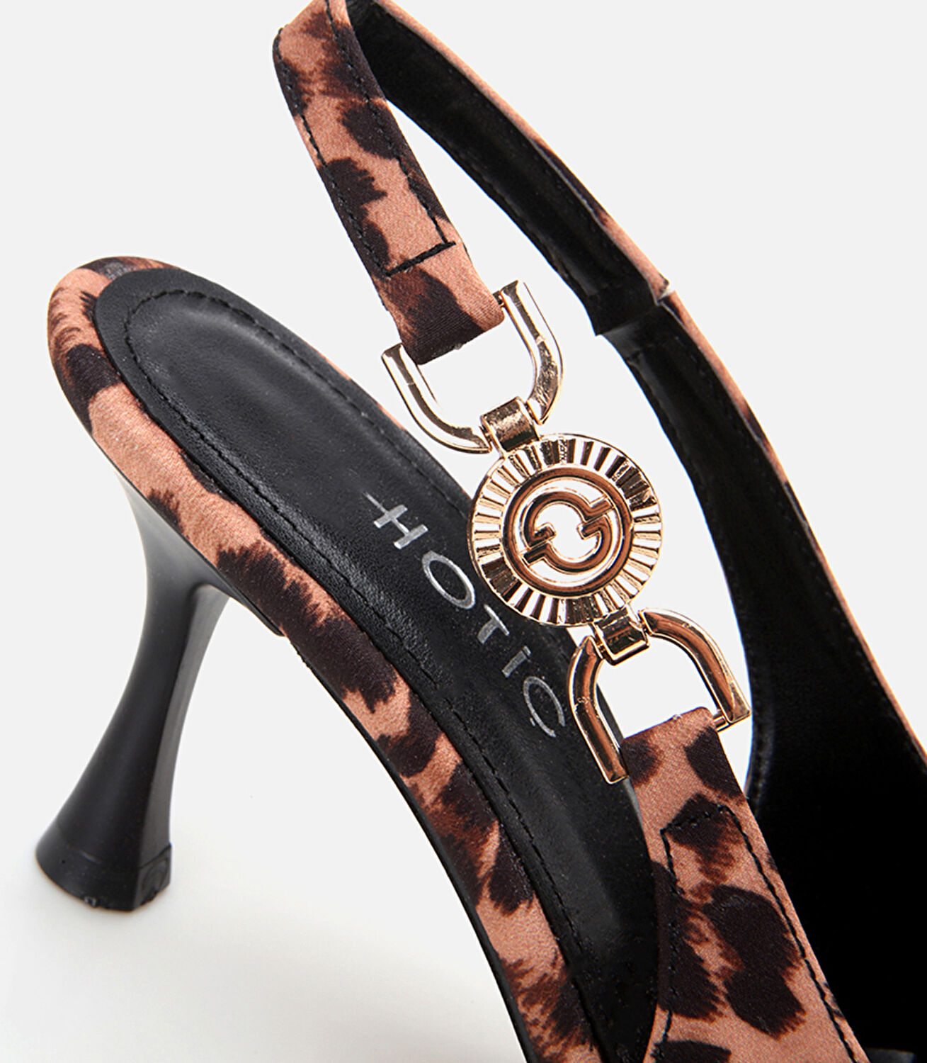 Kadın Taba Leopar Desenli Arkası Açık Stiletto