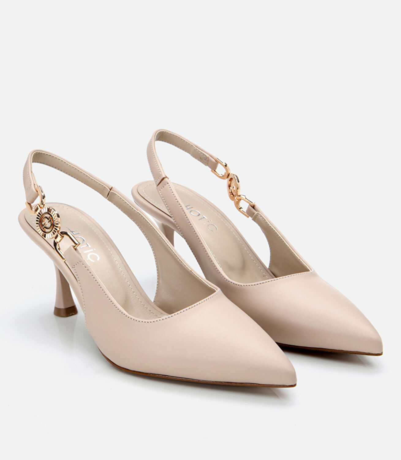 Kadın Bej Arkası Açık Stiletto