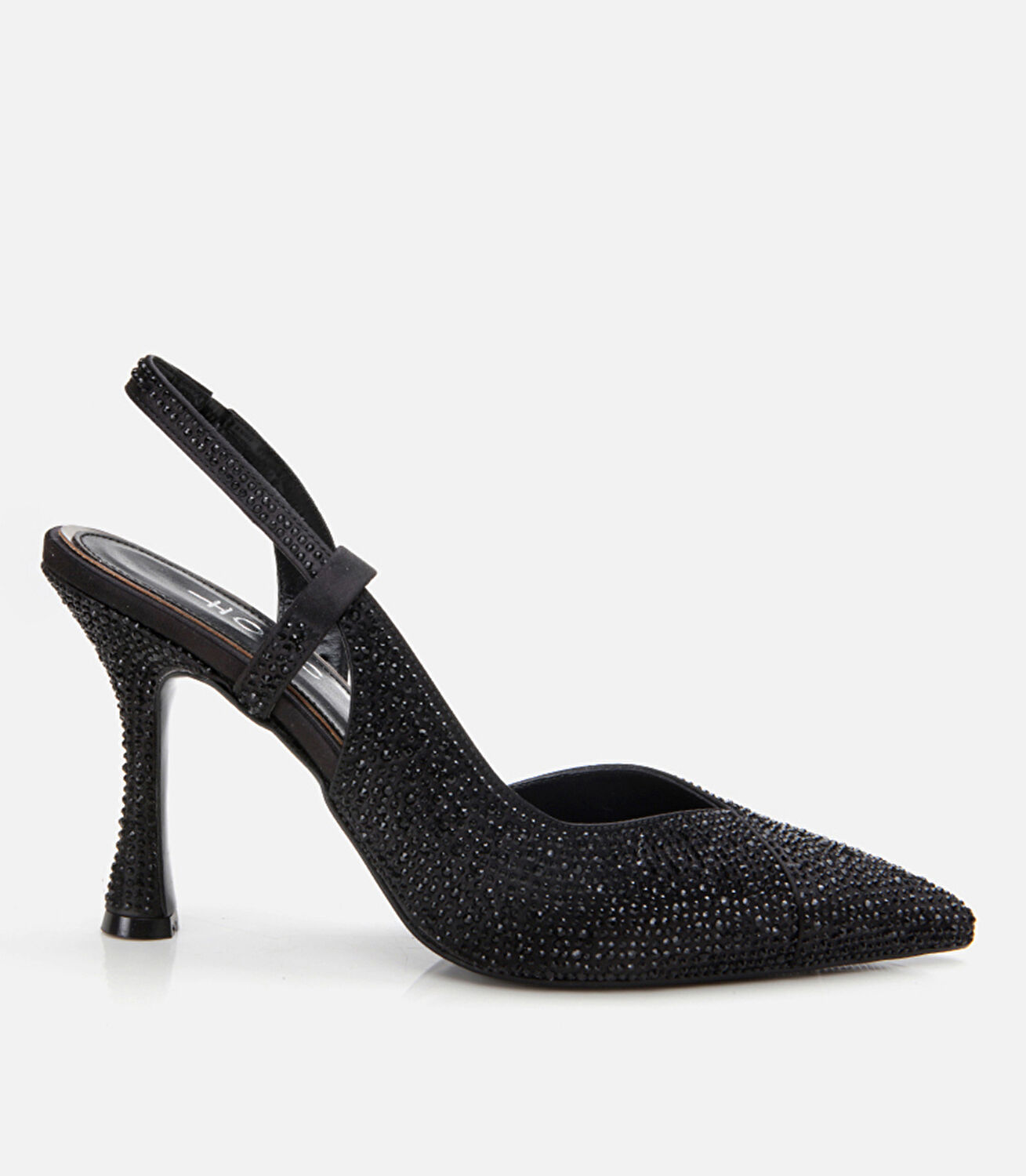 Siyah Kadın Taşlı Stiletto