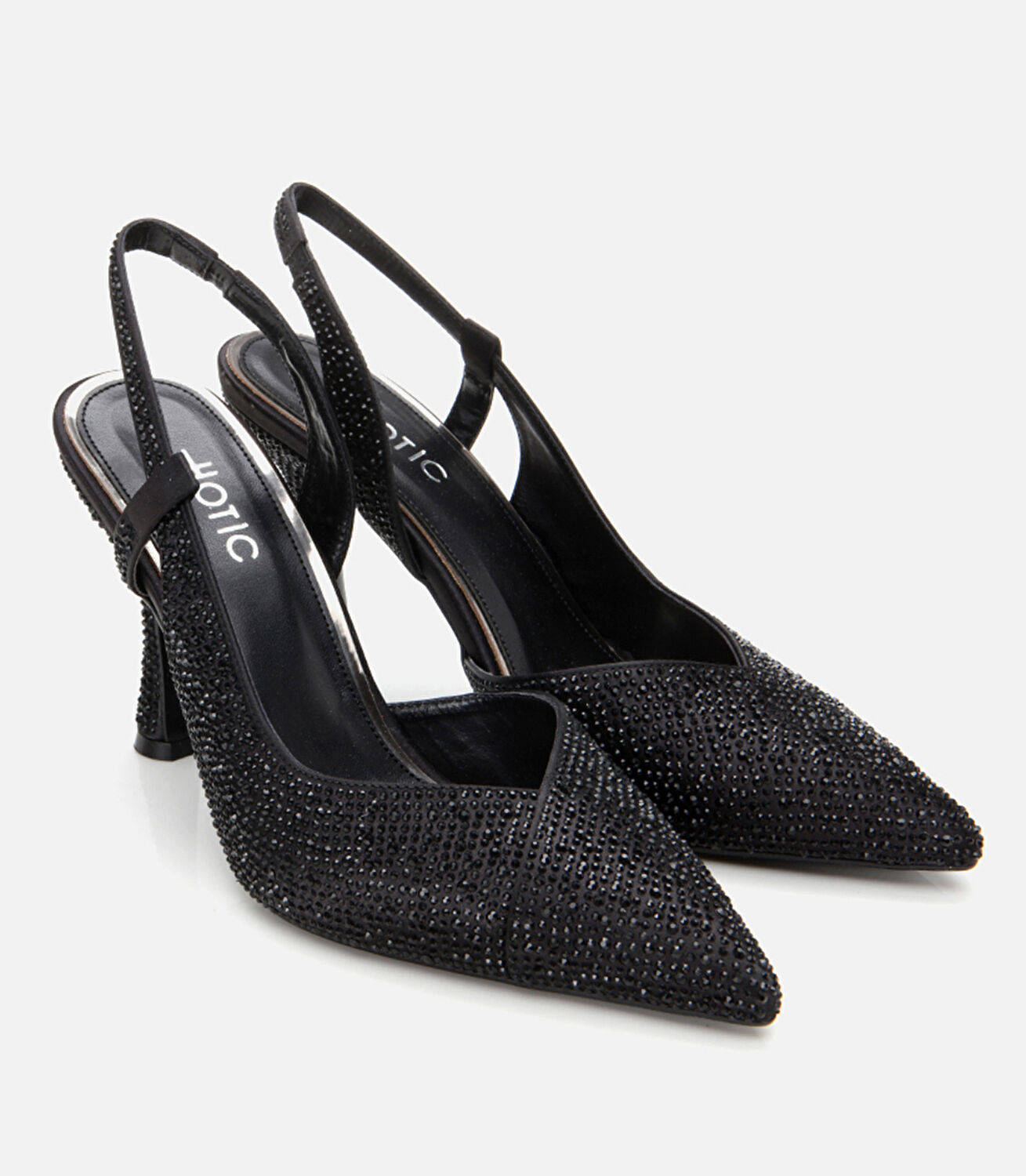 Siyah Kadın Taşlı Stiletto