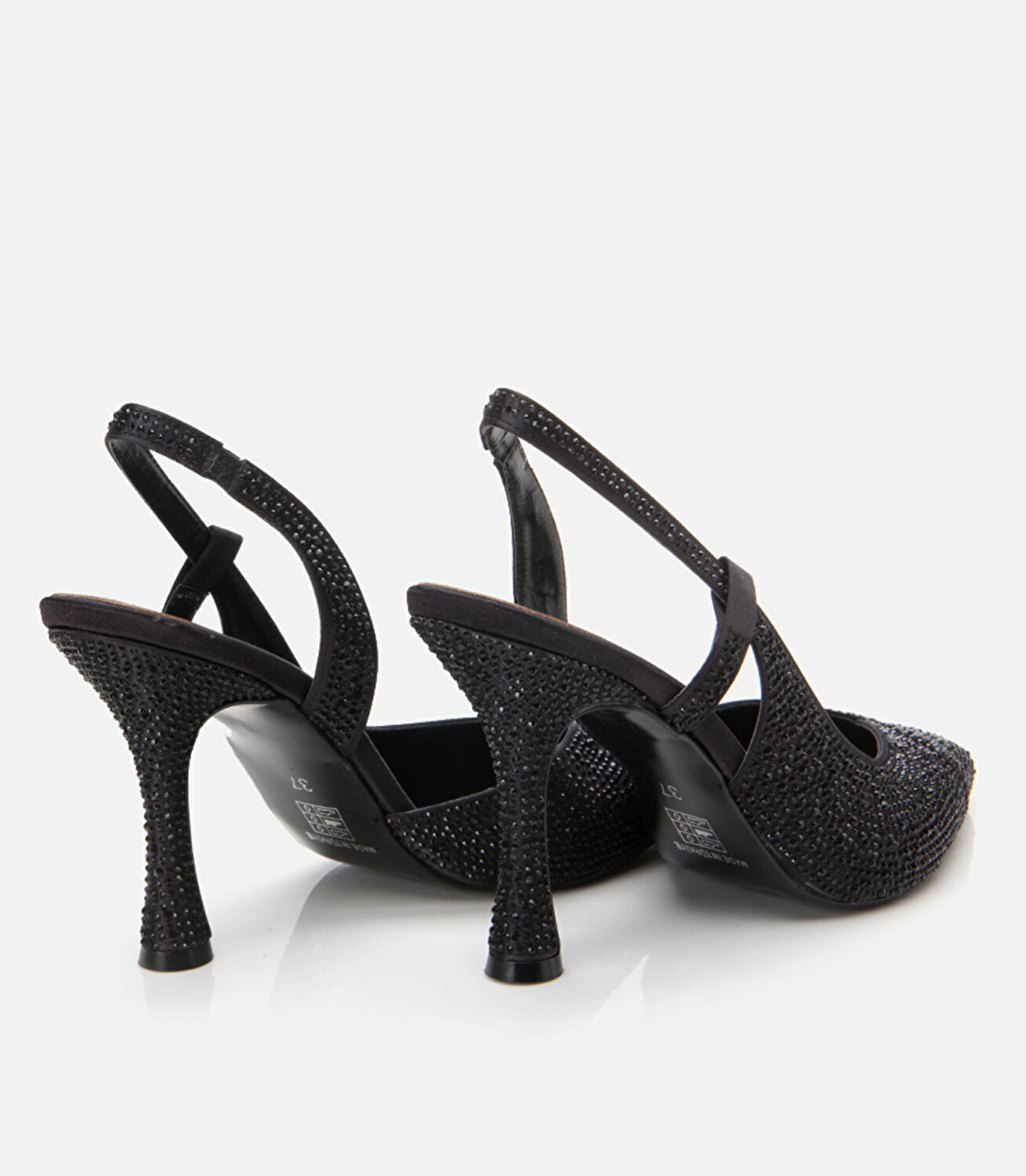 Siyah Kadın Taşlı Stiletto
