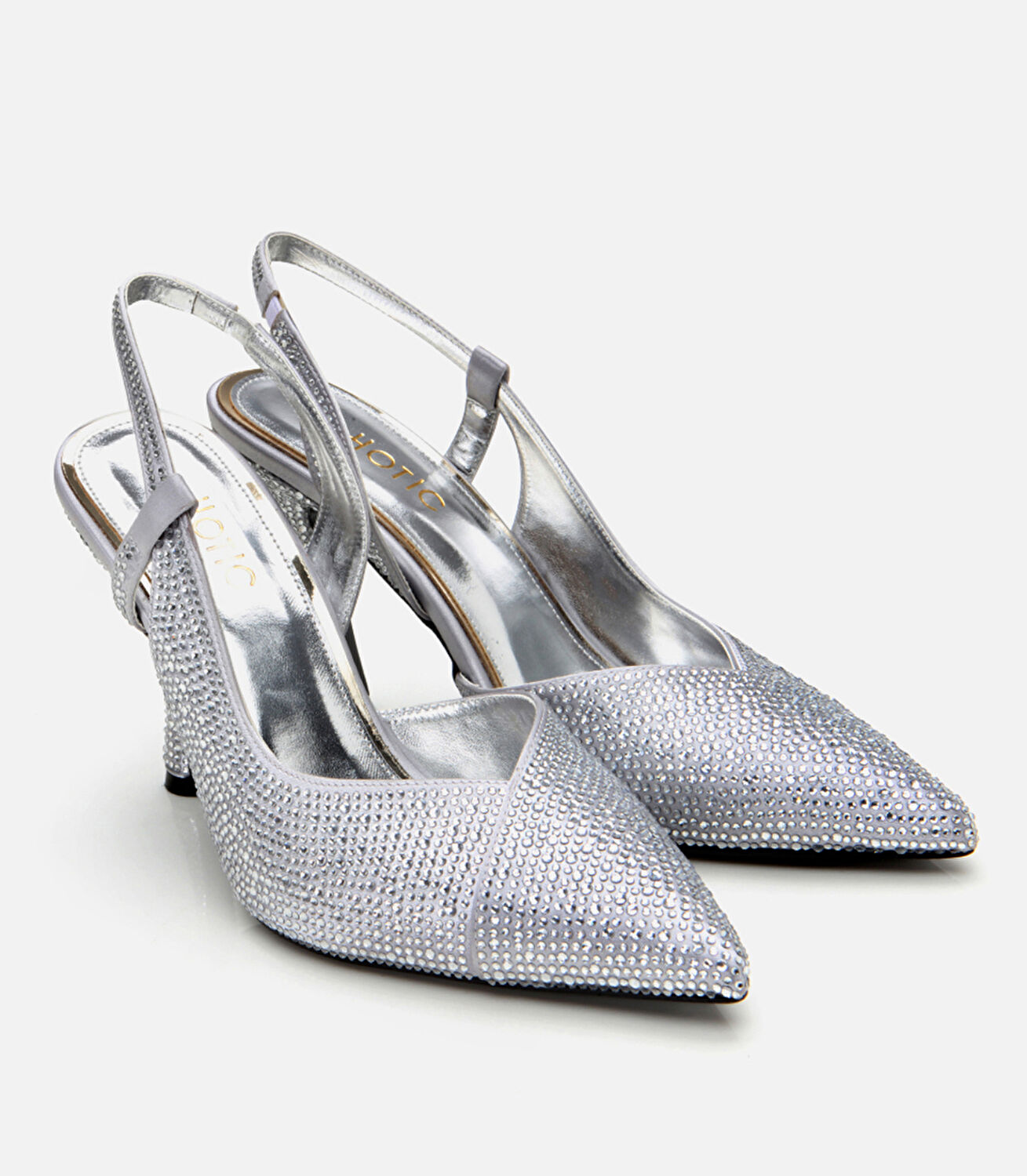 Kadın Lame Taşlı Arkası Açık Stiletto