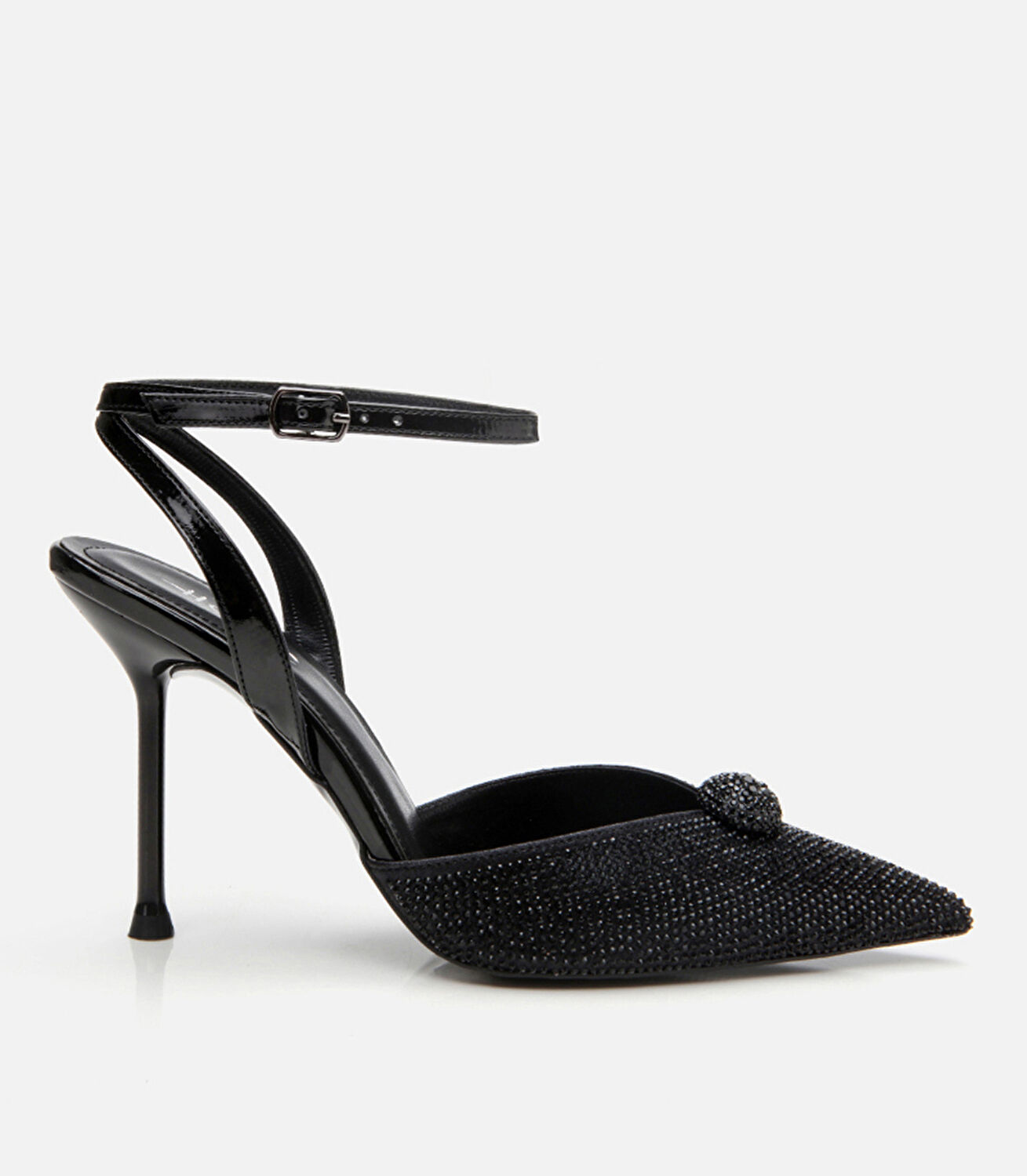 Siyah Kadın Taşlı Stiletto