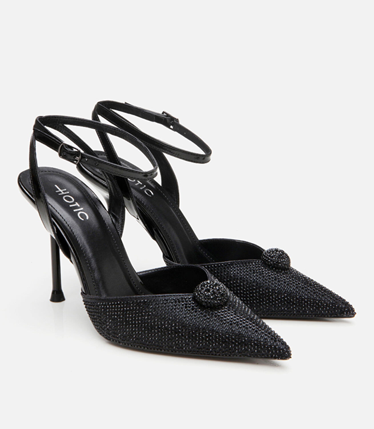 Siyah Kadın Taşlı Stiletto