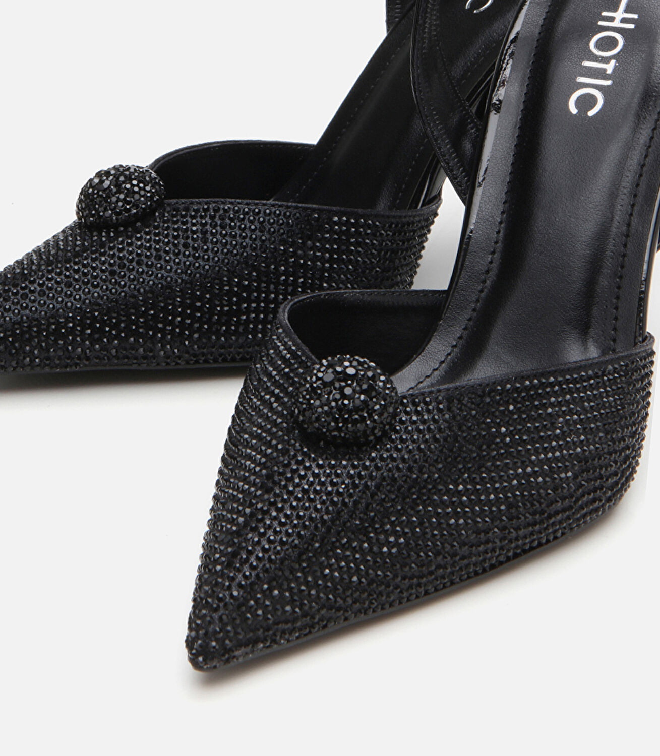 Siyah Kadın Taşlı Stiletto