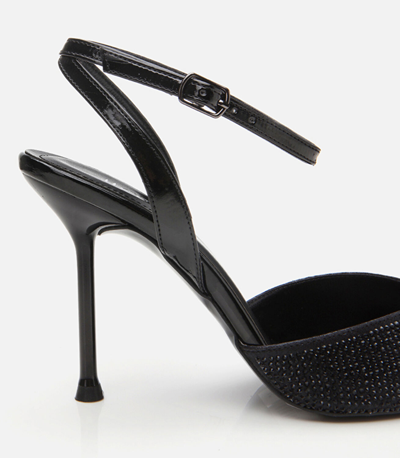 Siyah Kadın Taşlı Stiletto