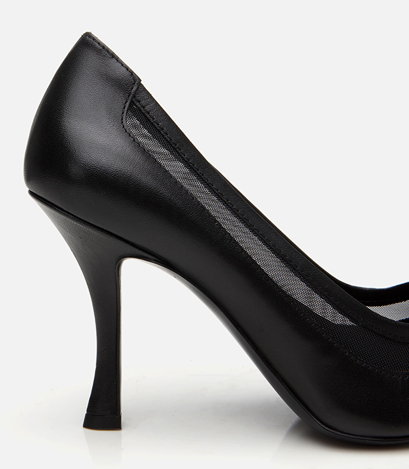 Kadın Deri Siyah Transparan Detaylı Stiletto