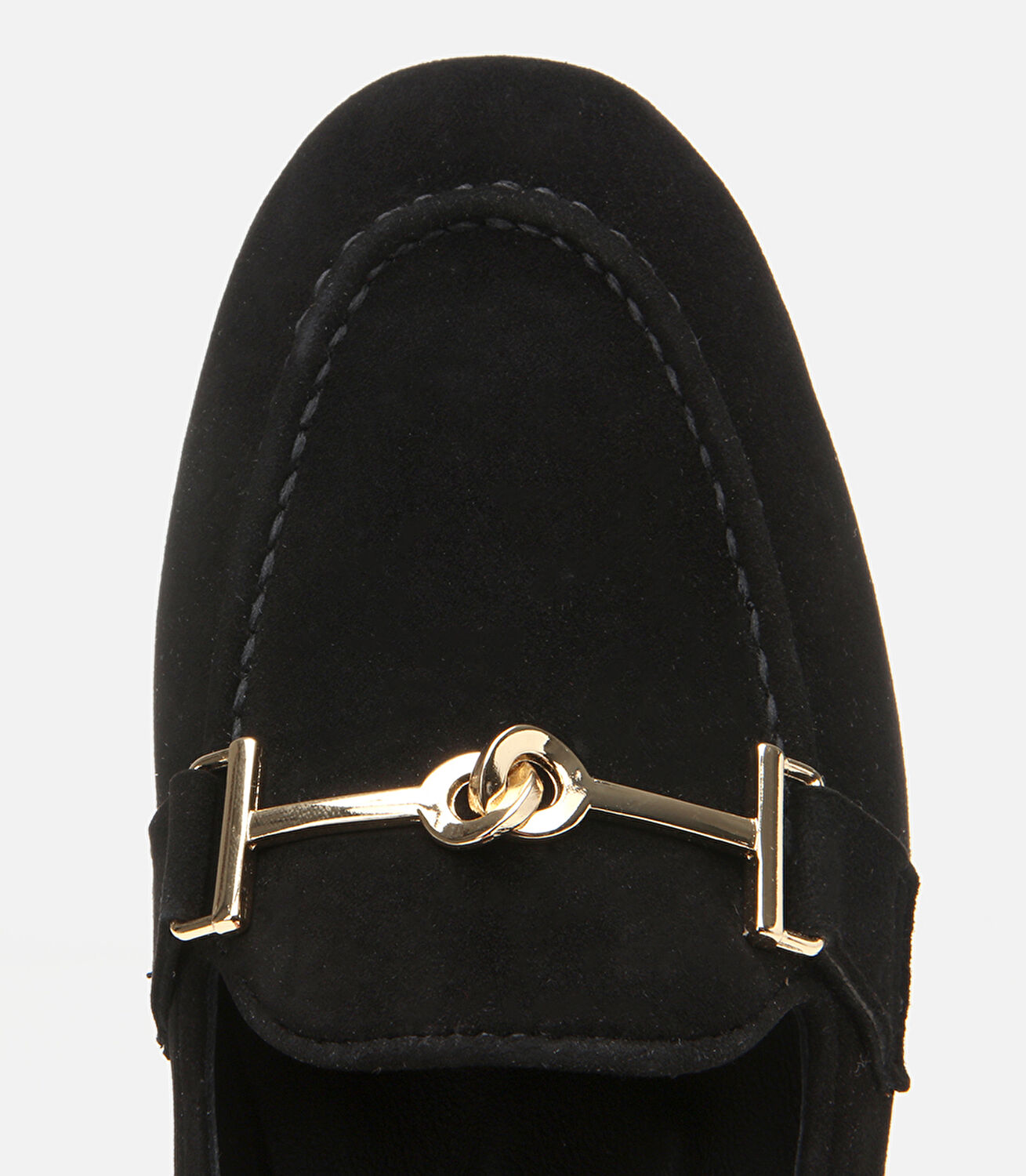 Kadın Süet Deri Siyah Tokalı Klasik Loafer