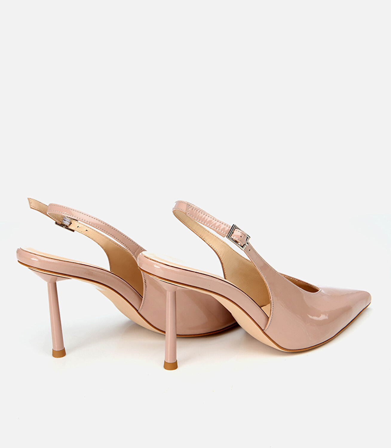 Kadın Rugan Deri Bej Arkası Açık Stiletto