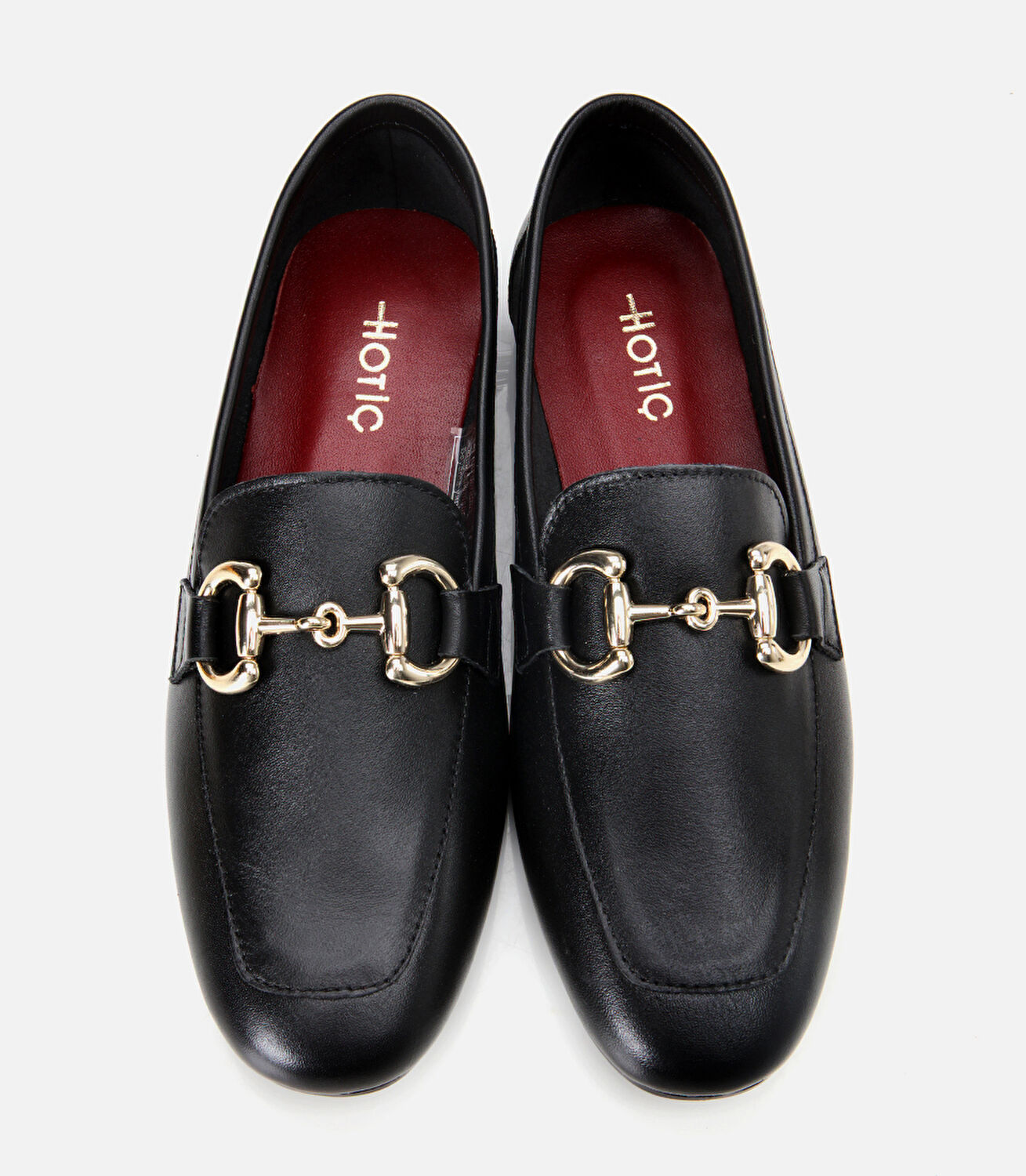Kadın Deri Siyah Tokalı Klasik Loafer