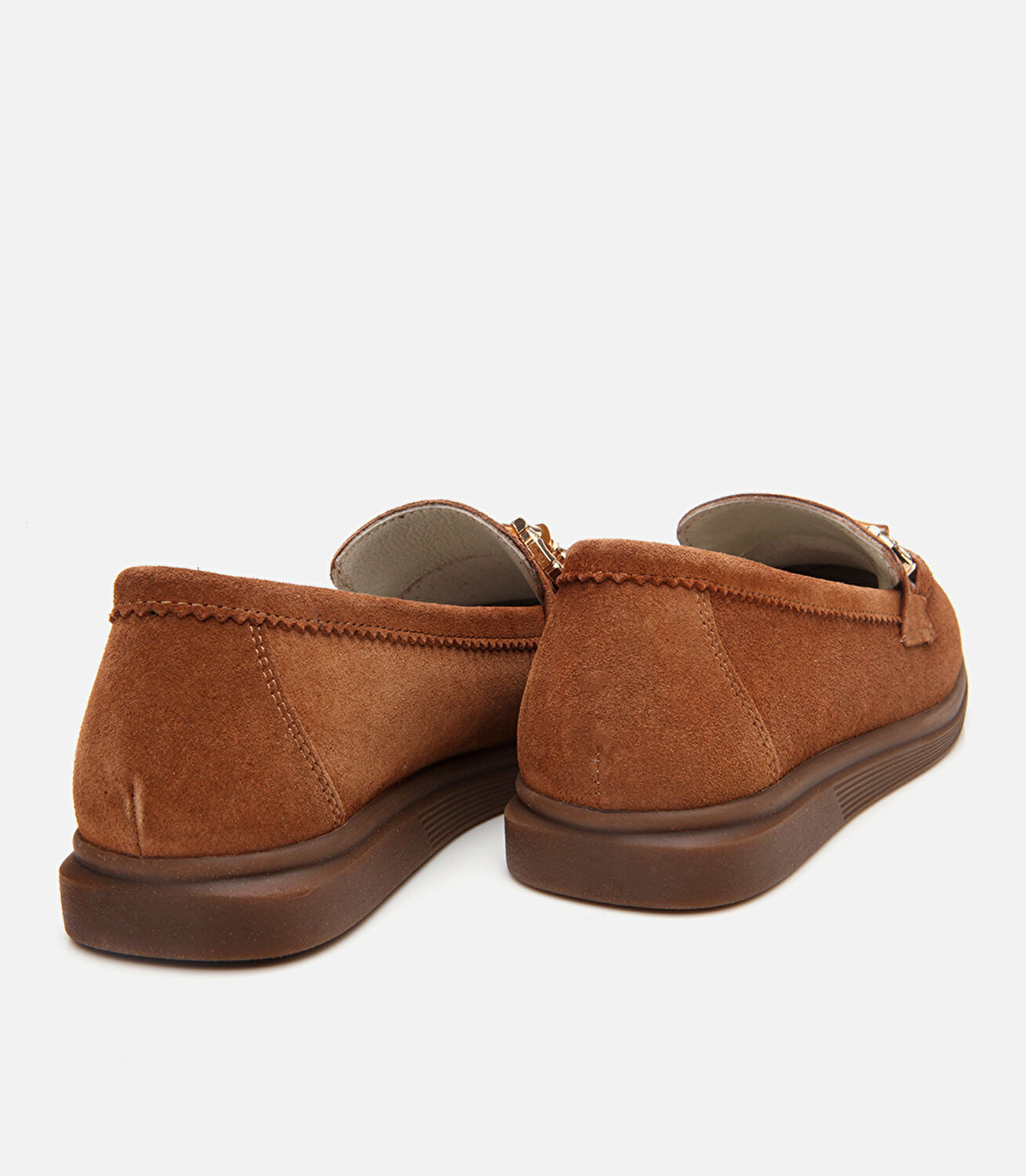 Kadın Süet Deri Taba Tokalı Günlük Loafer