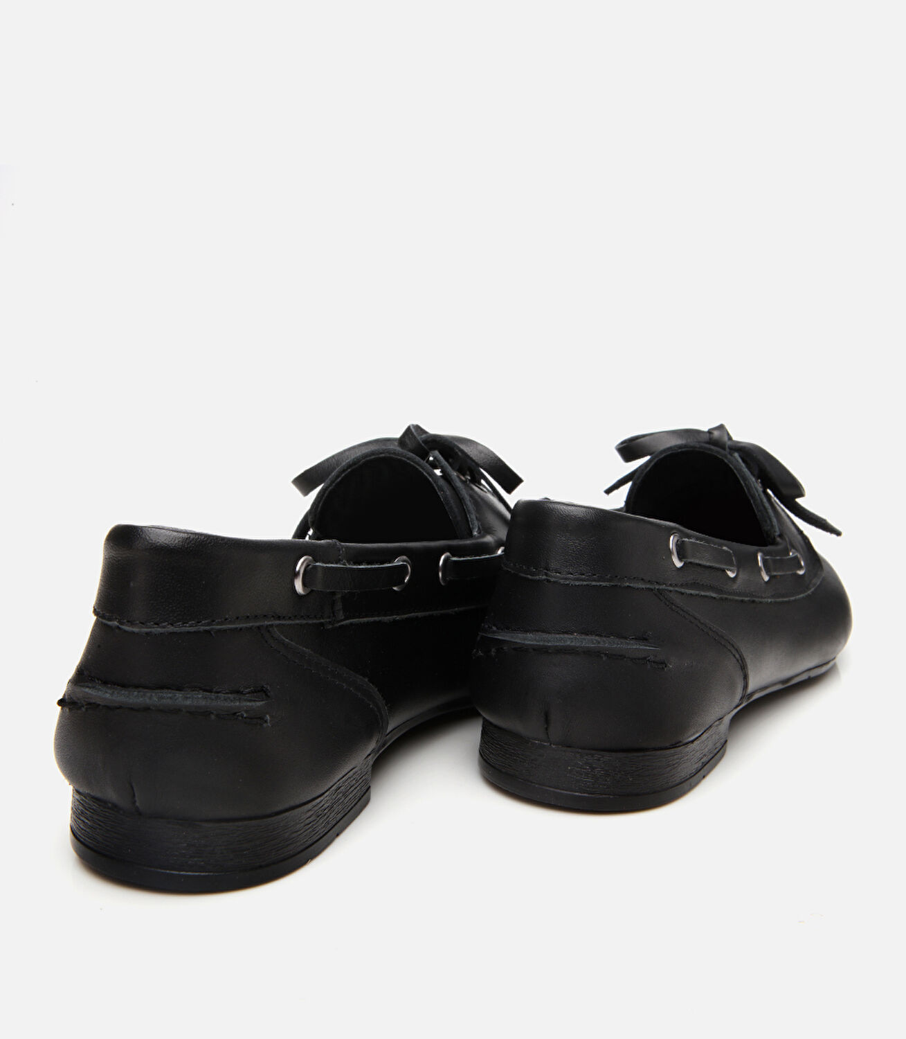 Kadın Deri Siyah Bağcıklı Günlük Loafer