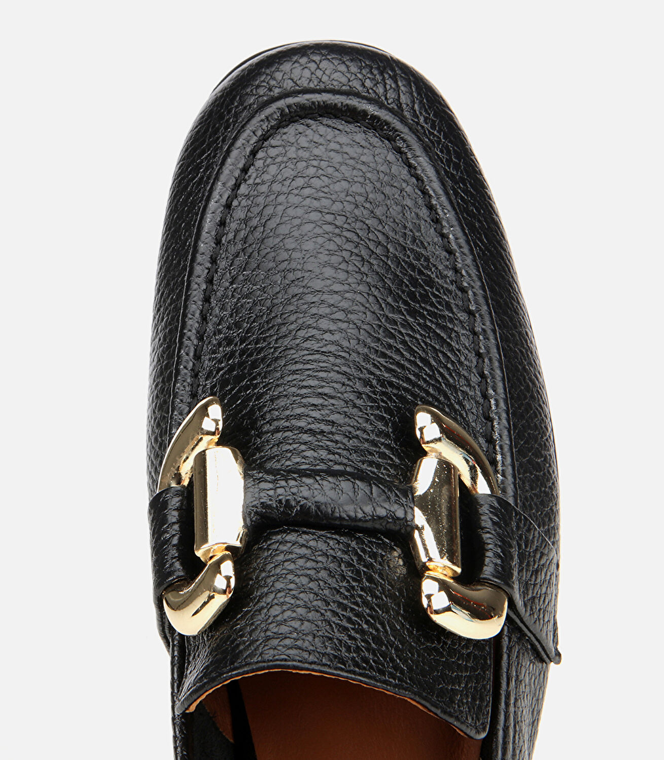 Kadın Deri Siyah Tokalı Klasik Loafer