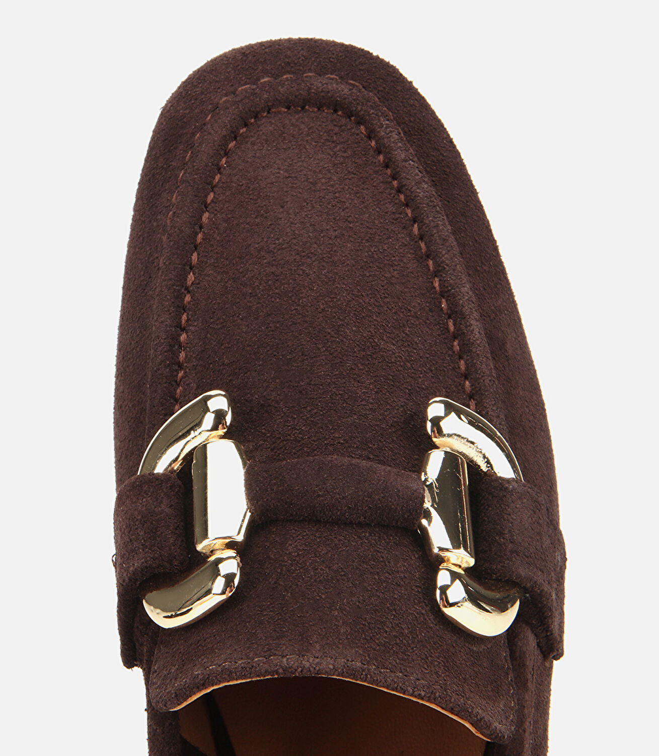 Kadın Süet Deri Kahverengi Tokalı Klasik Loafer