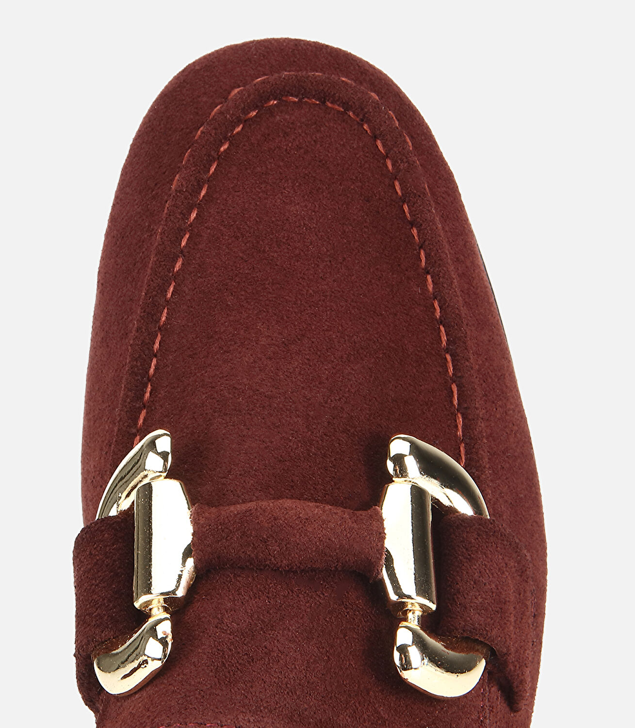 Kadın Süet Deri Bordo Tokalı Klasik Loafer