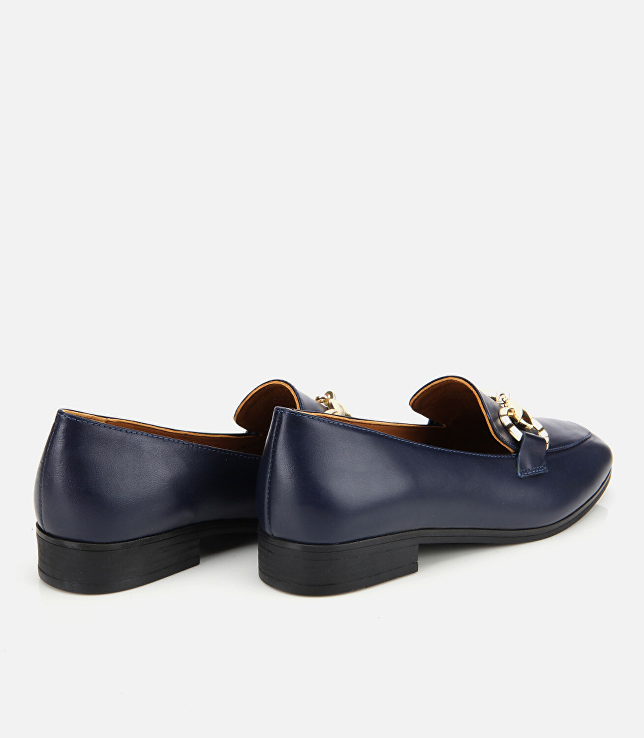 Kadın Deri Lacivert Tokalı Klasik Loafer