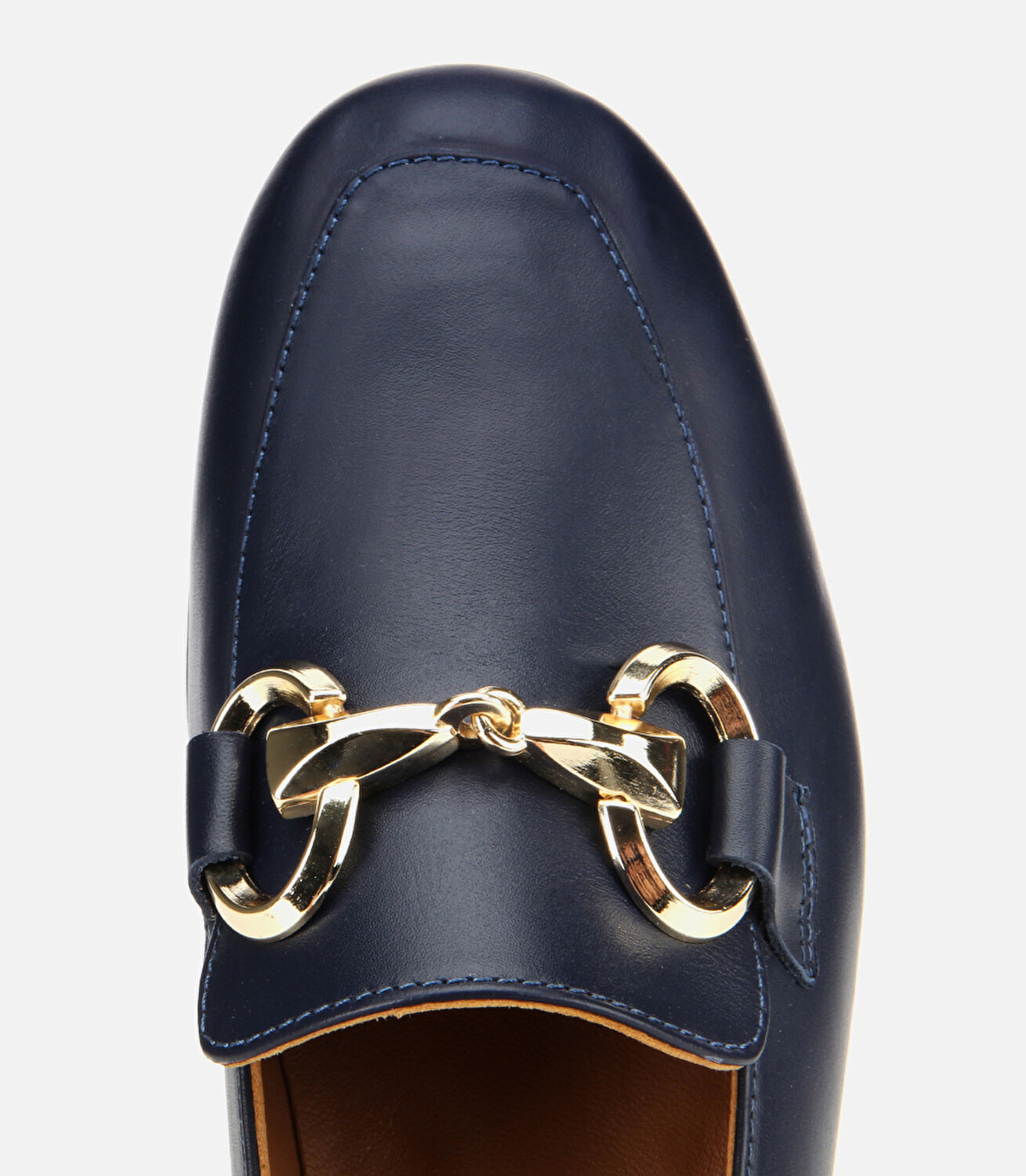 Kadın Deri Lacivert Tokalı Klasik Loafer