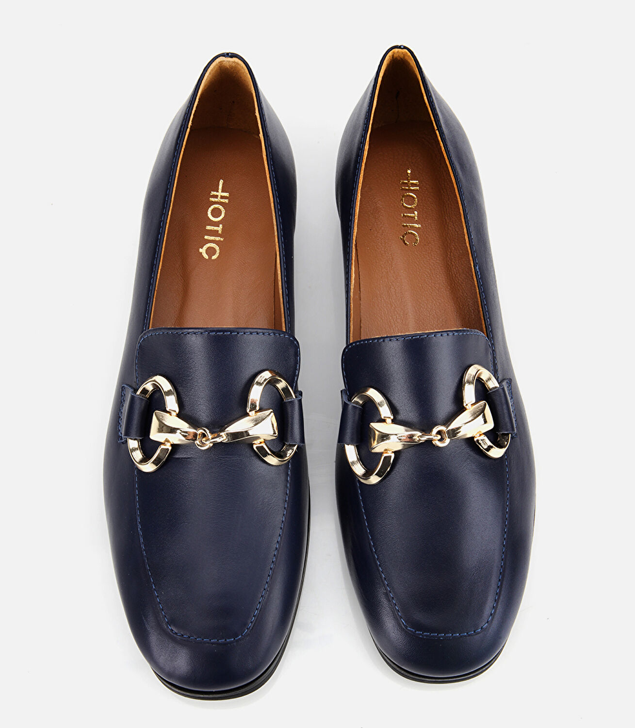 Kadın Deri Lacivert Tokalı Klasik Loafer