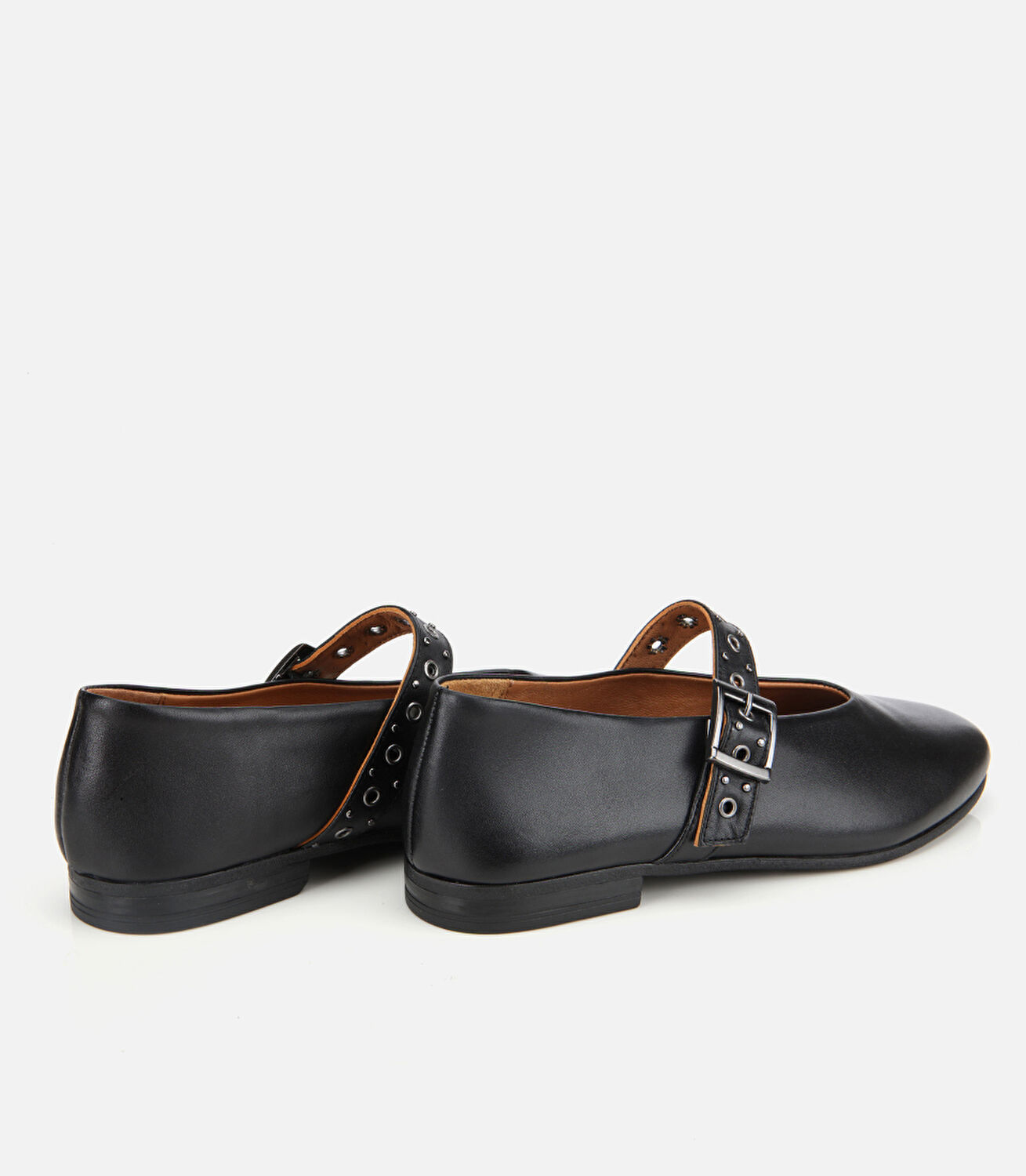 Kadın Deri Siyah Mary Jane Kemerli Babet