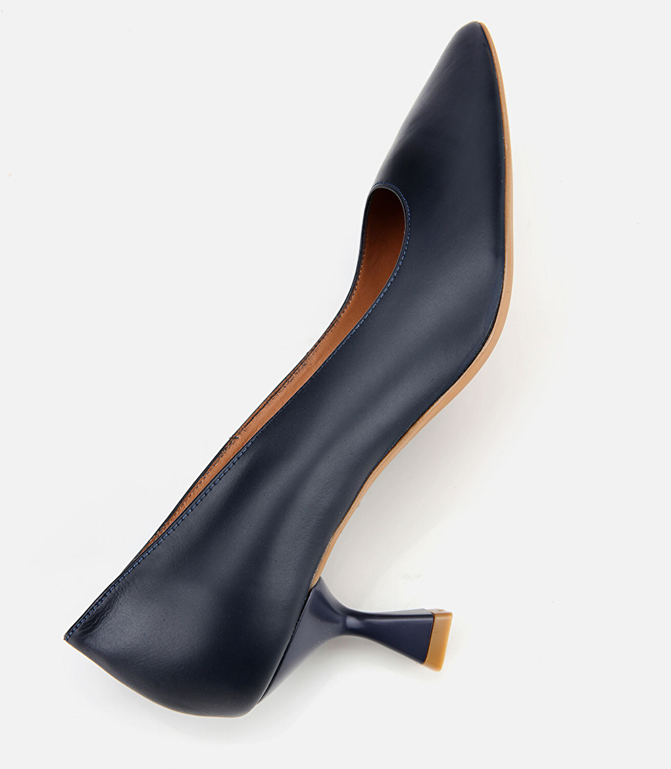 Kadın Deri Lacivert Esnek Tabanlı İnce Topuklu Stiletto