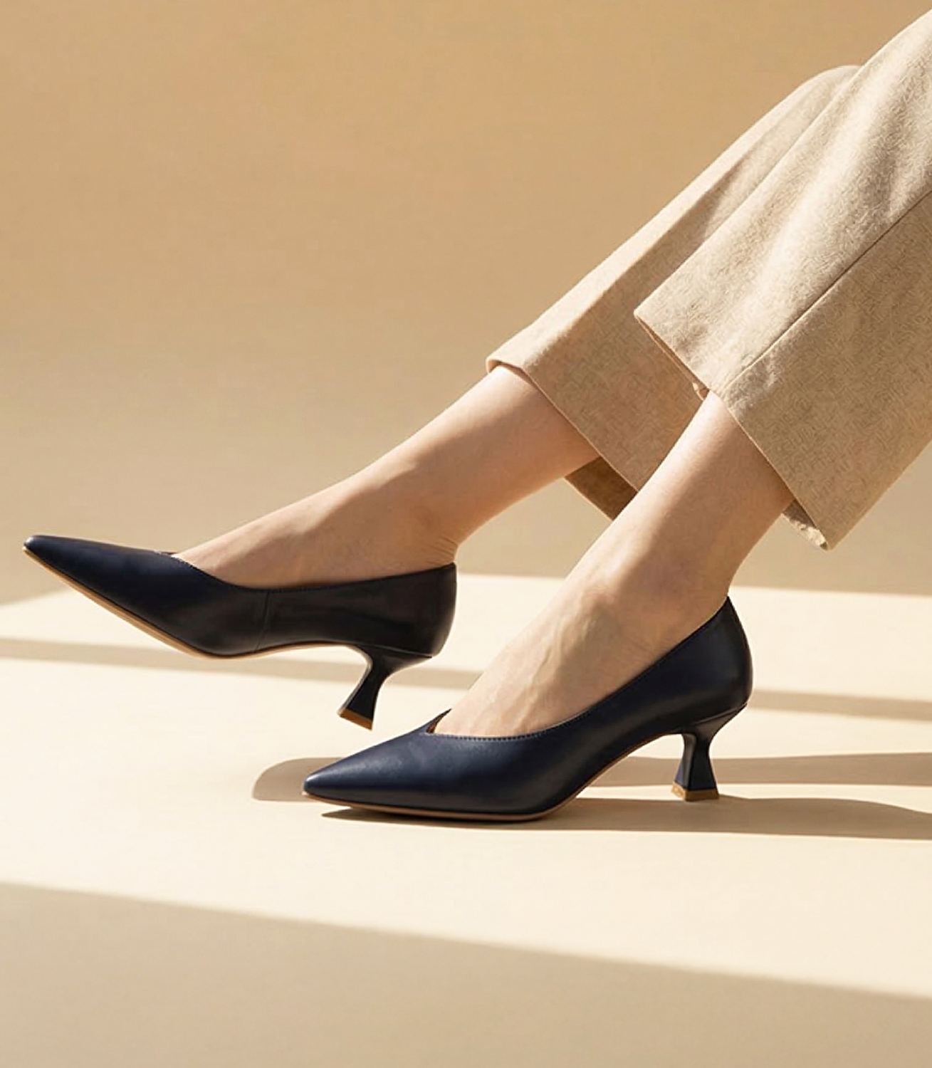 Kadın Deri Lacivert İnce Topuklu Stiletto