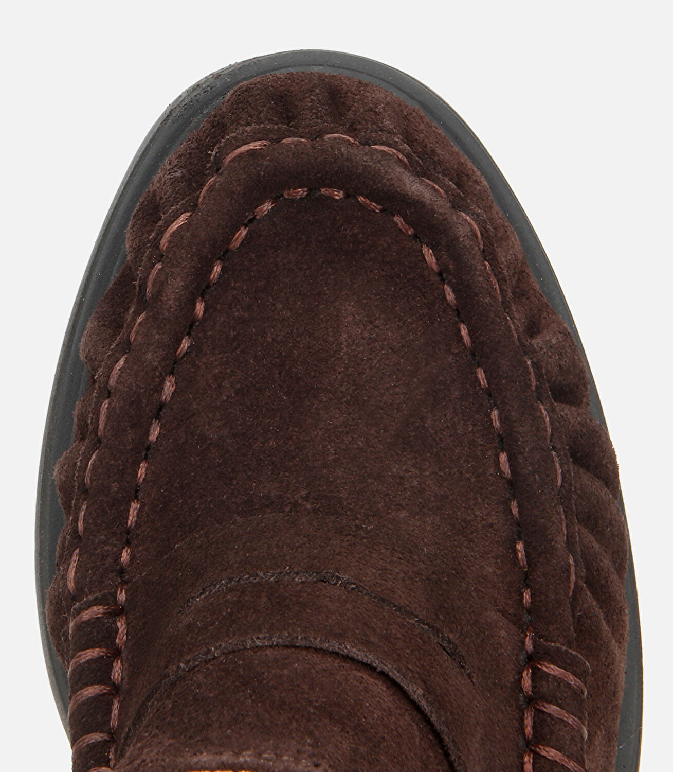 Kadın Süet Deri Kahverengi Kalın Topuklu Klasik Loafer