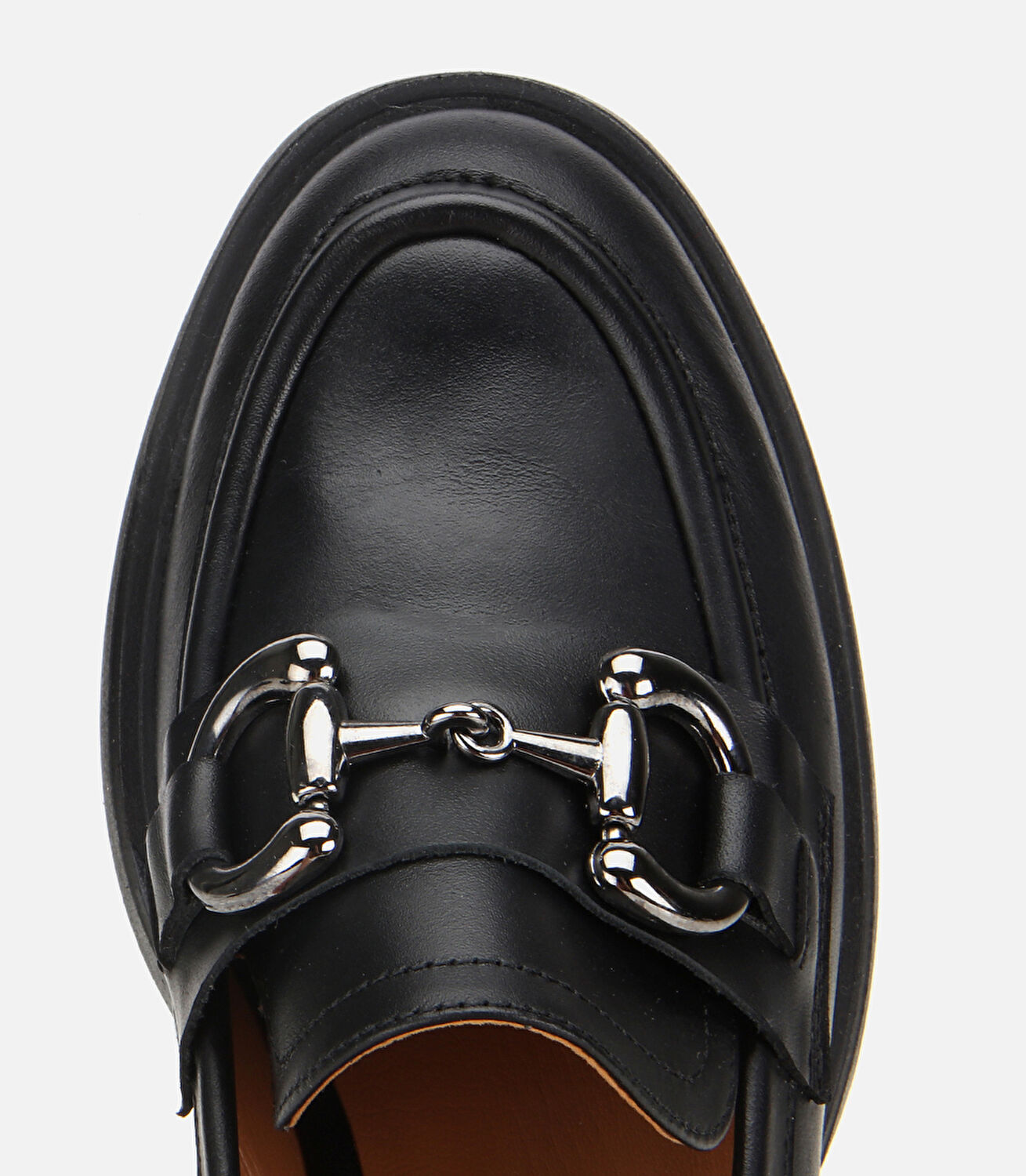 Kadın Deri Siyah Tokalı Yüksek Topuklu Klasik Loafer