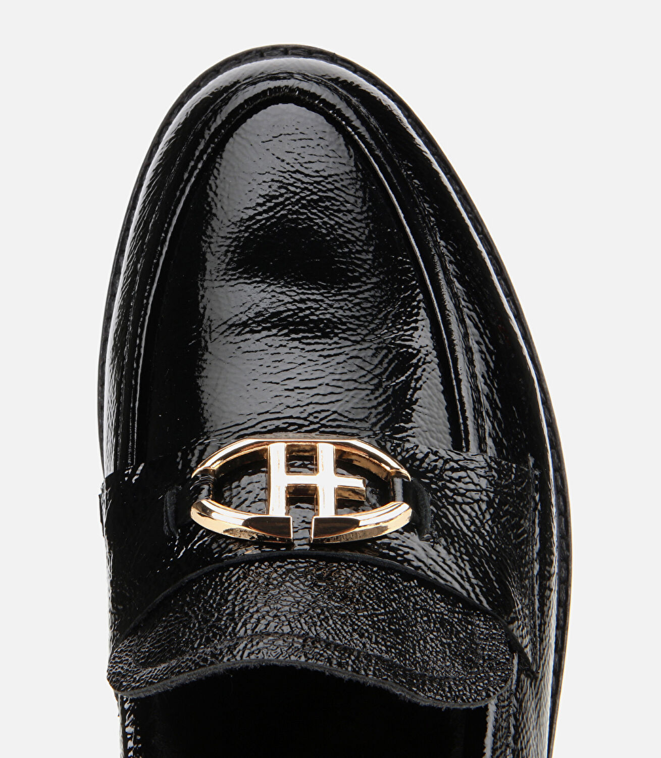 Kadın Rugan Deri Siyah Tokalı Klasik Loafer