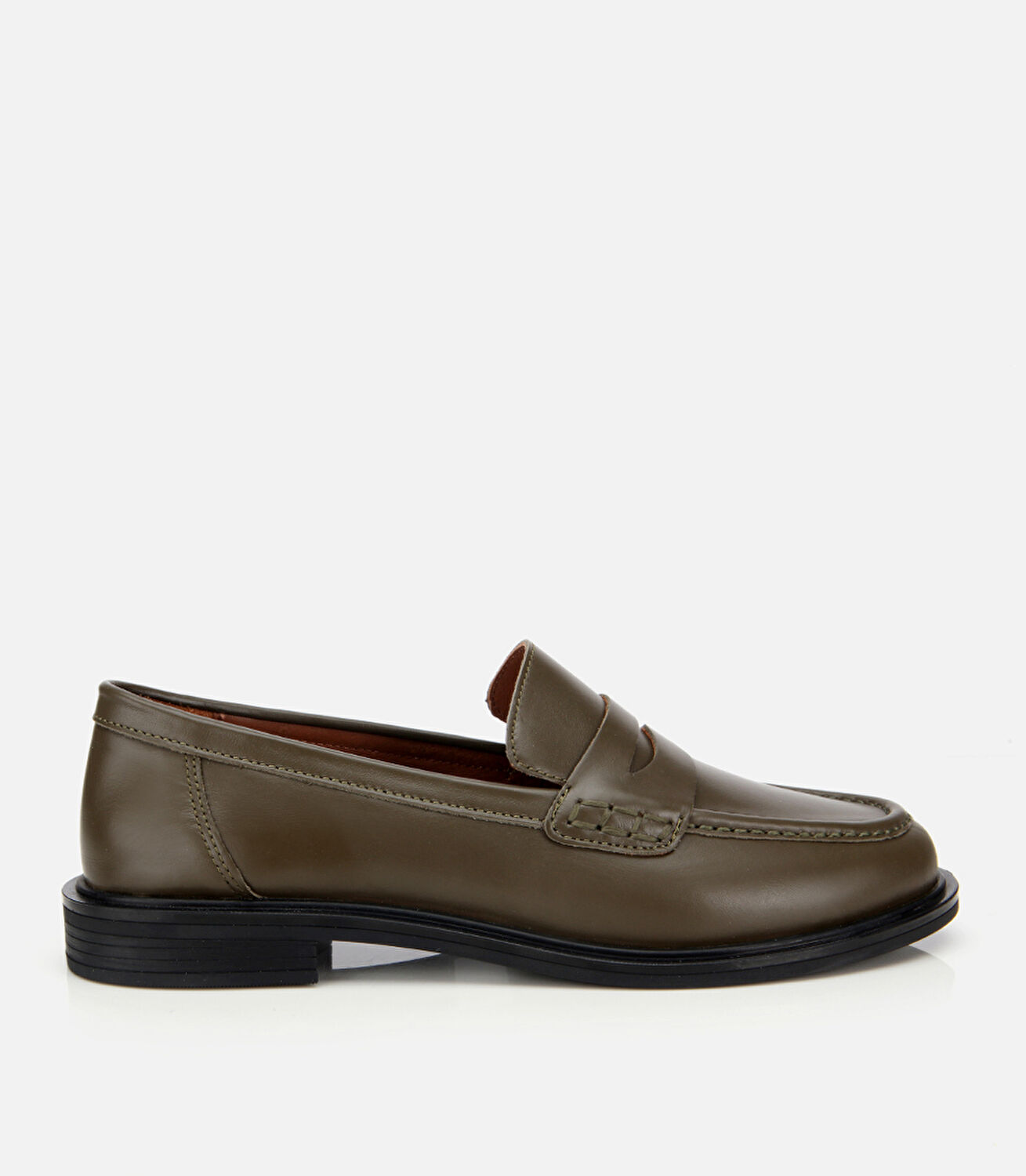 Kadın Deri Haki Yumuşak Dokulu Klasik Loafer