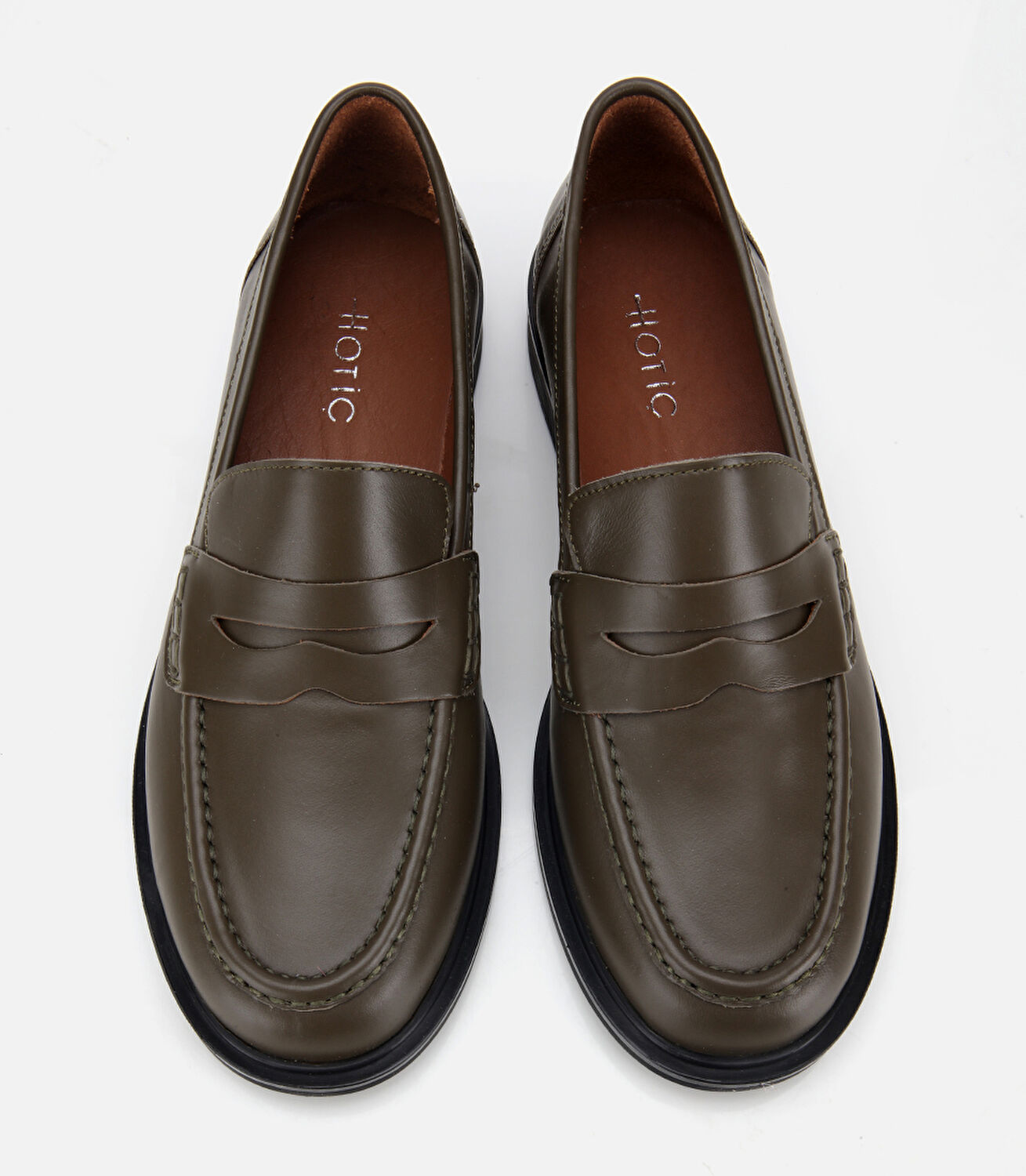 Kadın Deri Haki Yumuşak Dokulu Klasik Loafer